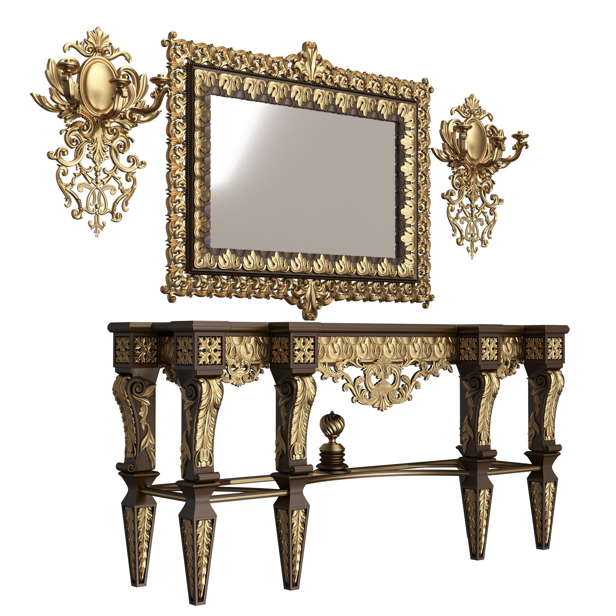 Classic Console Table Collection Low-poly 3D model_25