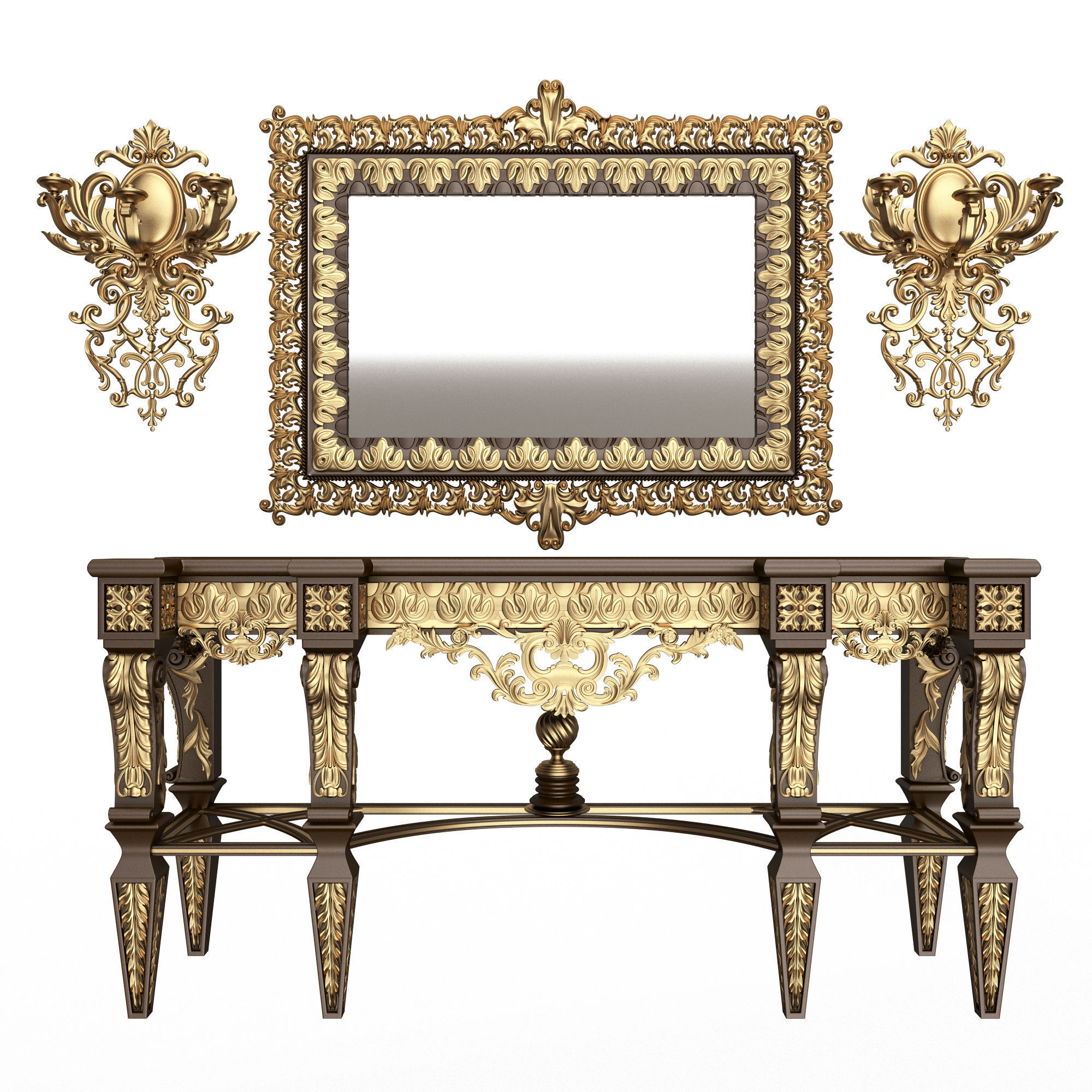 Classic Console Table Collection Low-poly 3D model_22