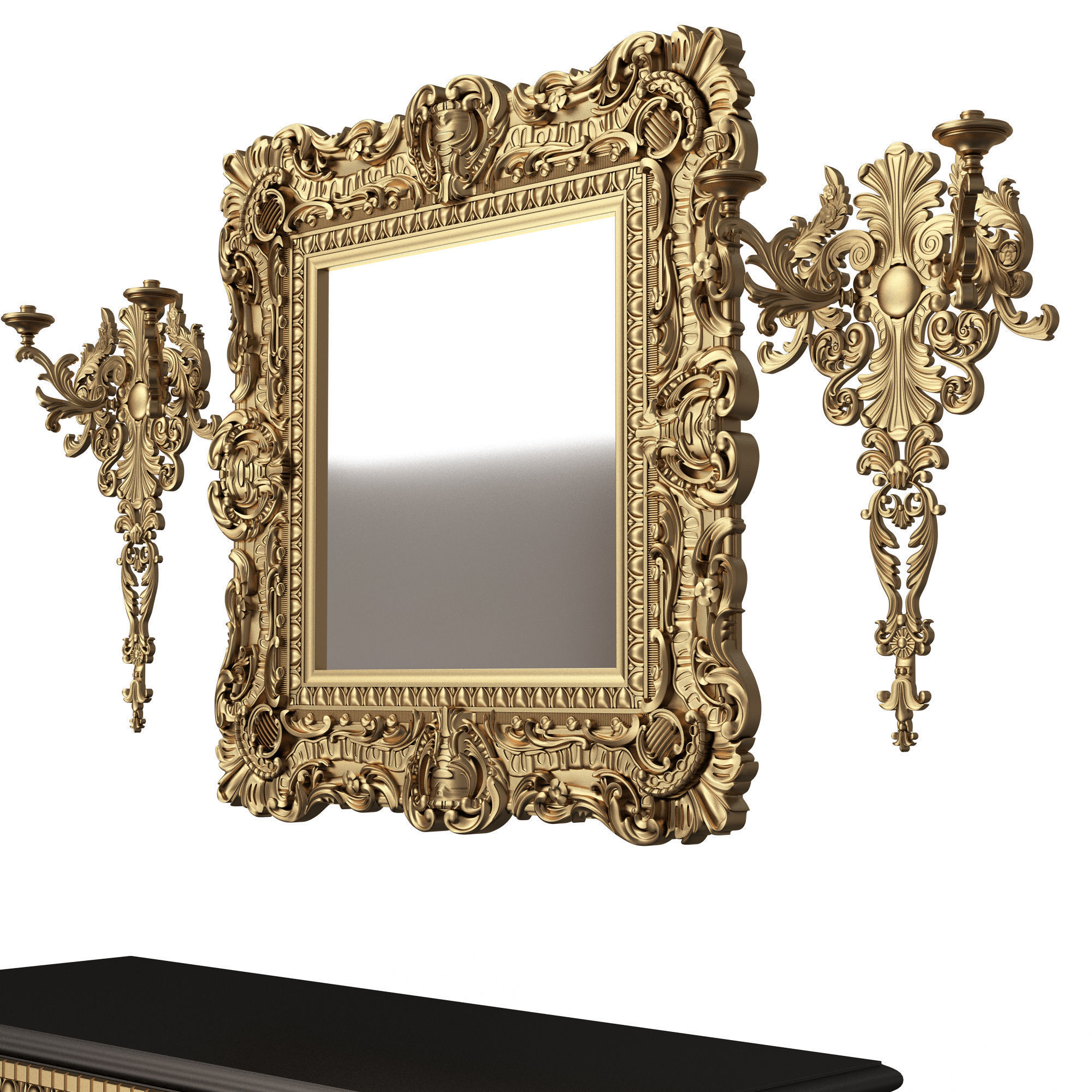 Classic Console Table Collection Low-poly 3D model_17