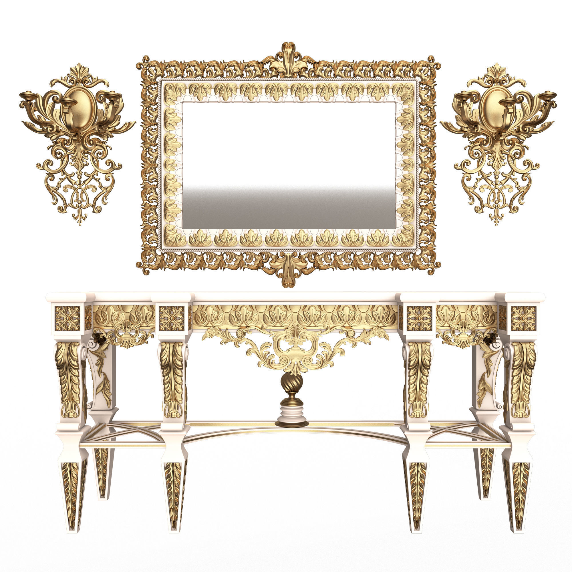 Classic Console Table Collection Low-poly 3D model_27