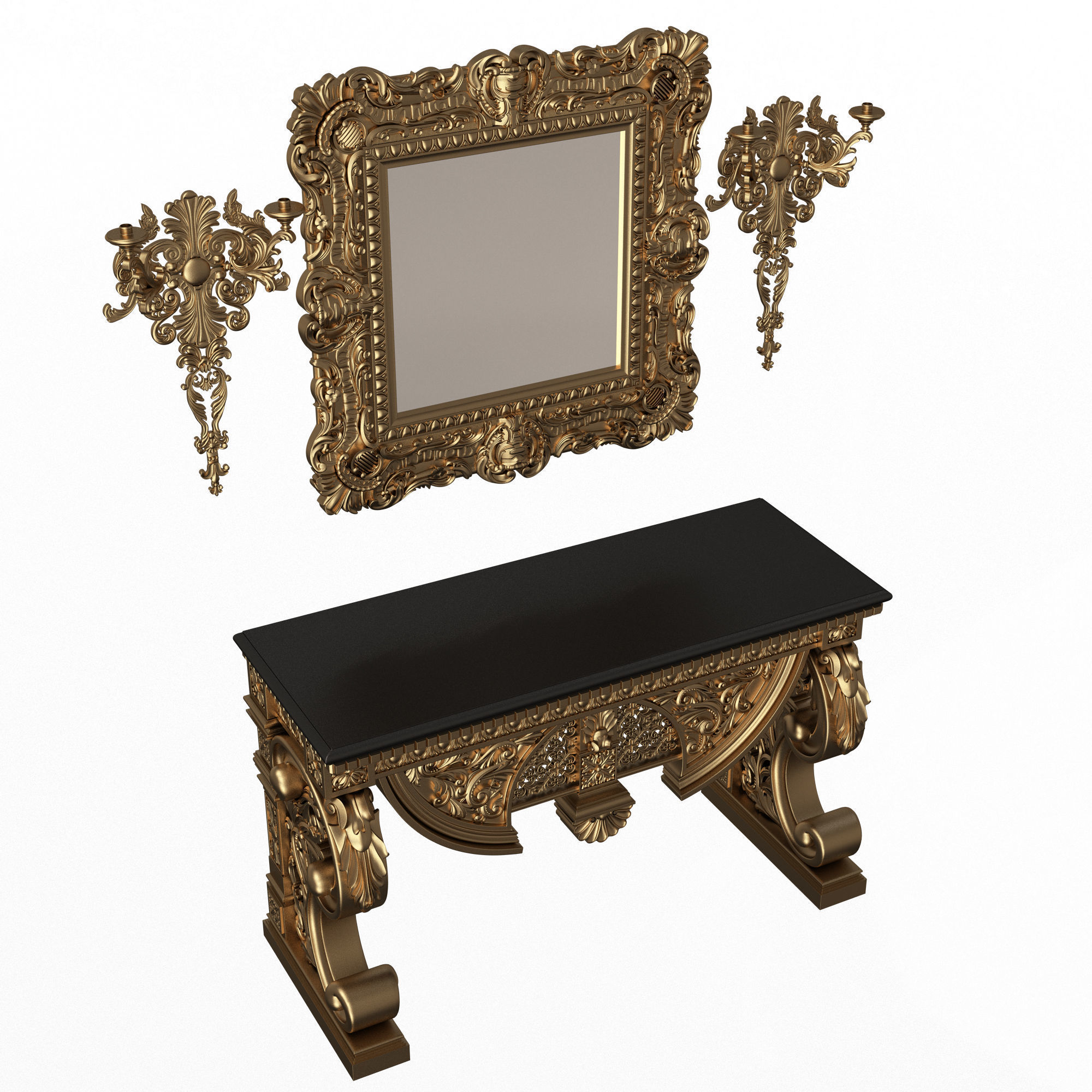 Classic Console Table Collection Low-poly 3D model_20