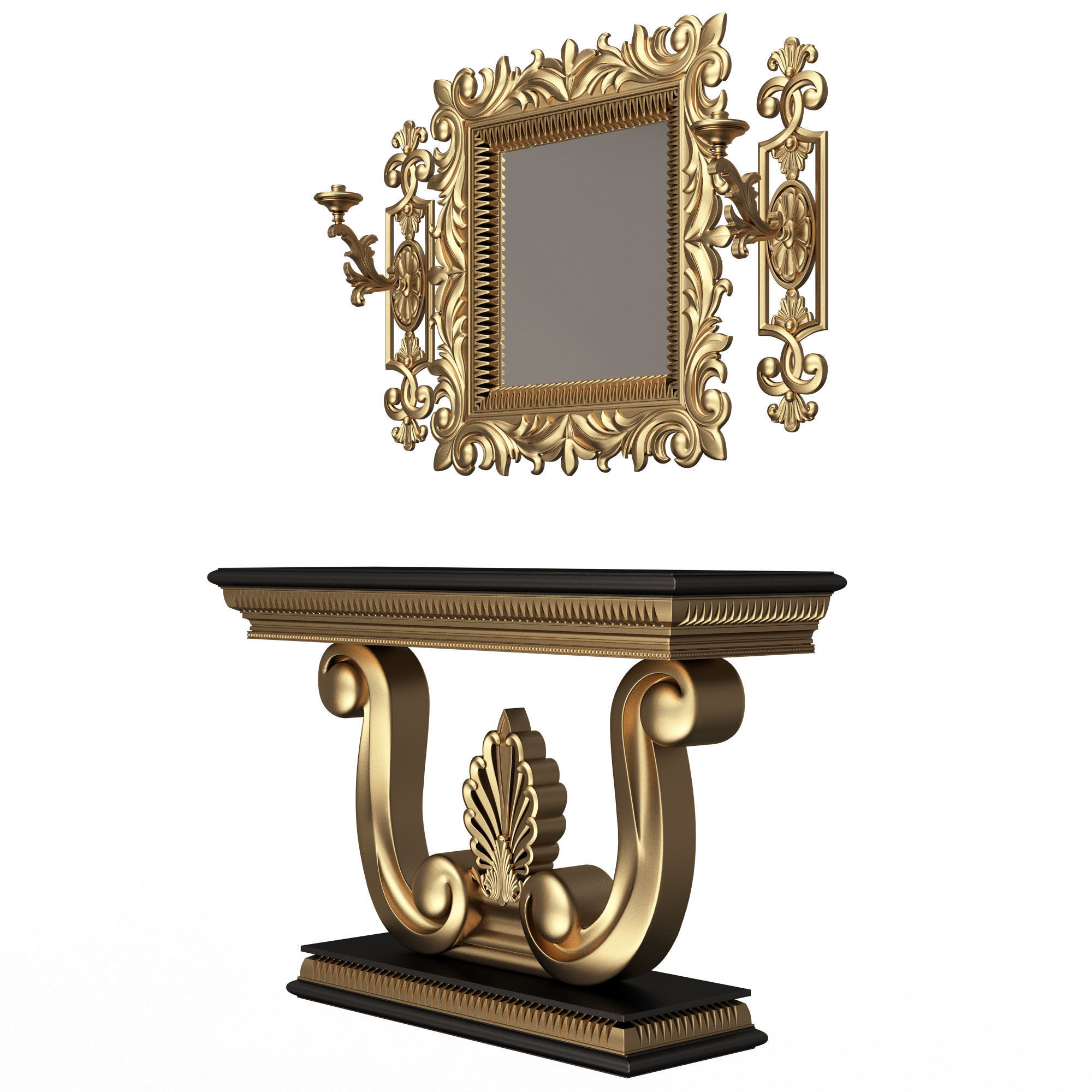 Classic Console Table Collection Low-poly 3D model_3
