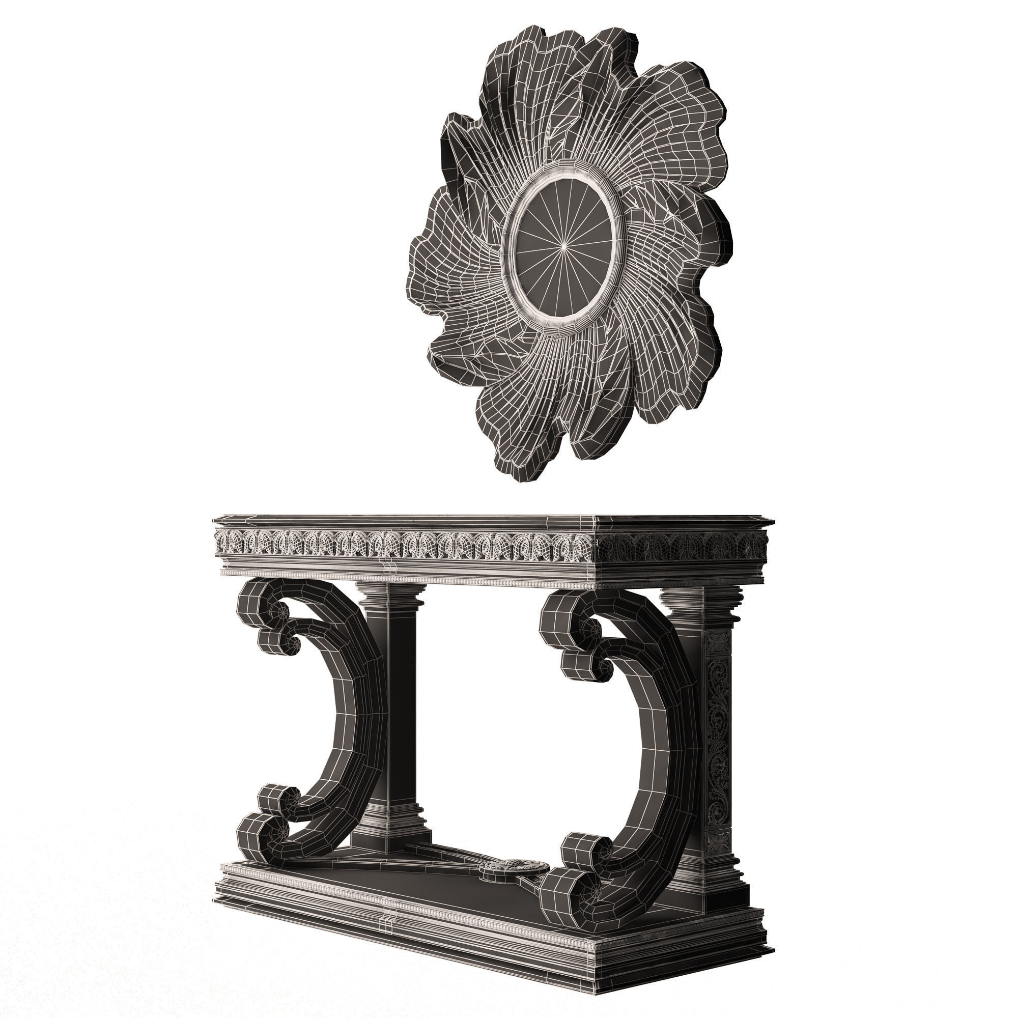 Classic Console Table Collection Low-poly 3D model_93