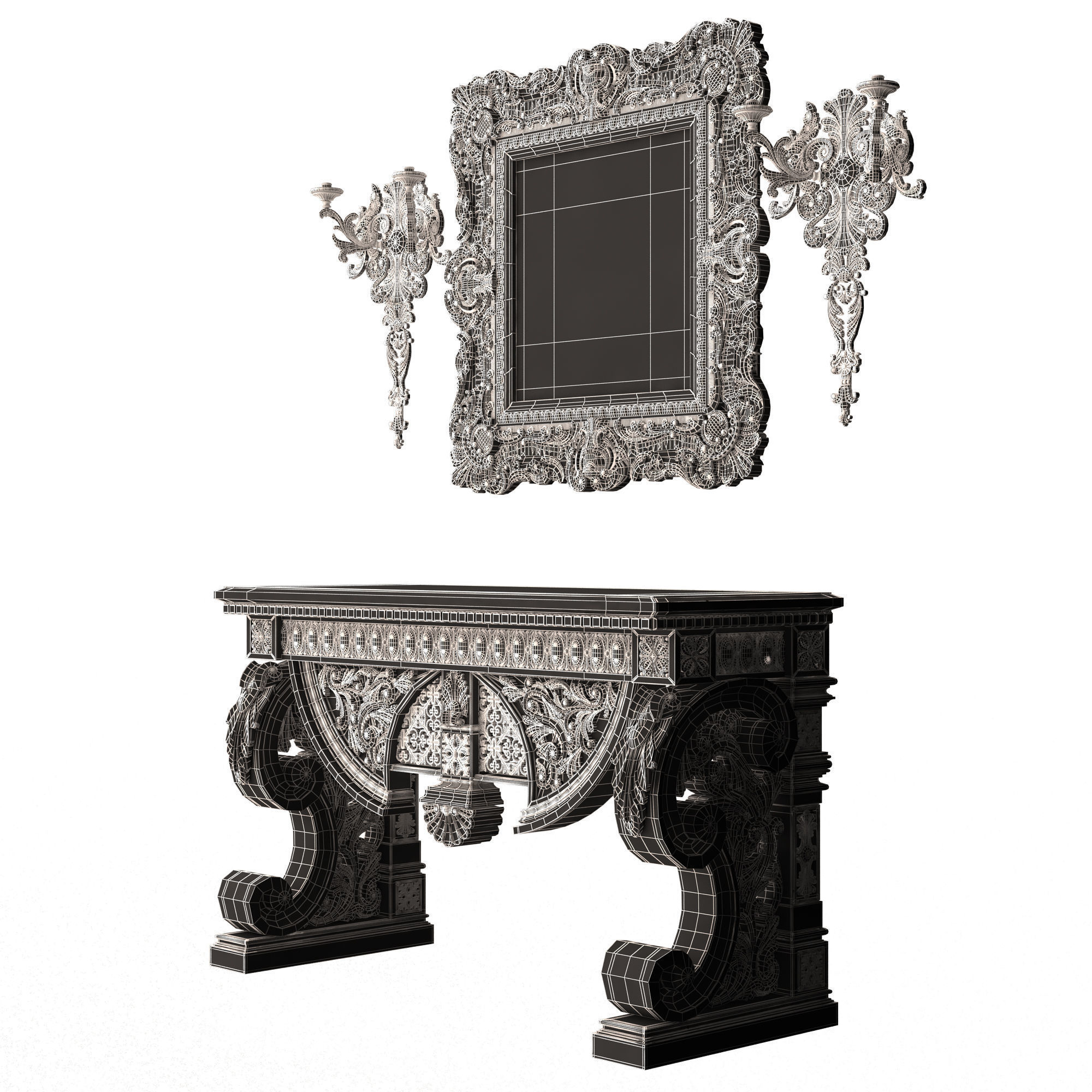 Classic Console Table Collection Low-poly 3D model_21