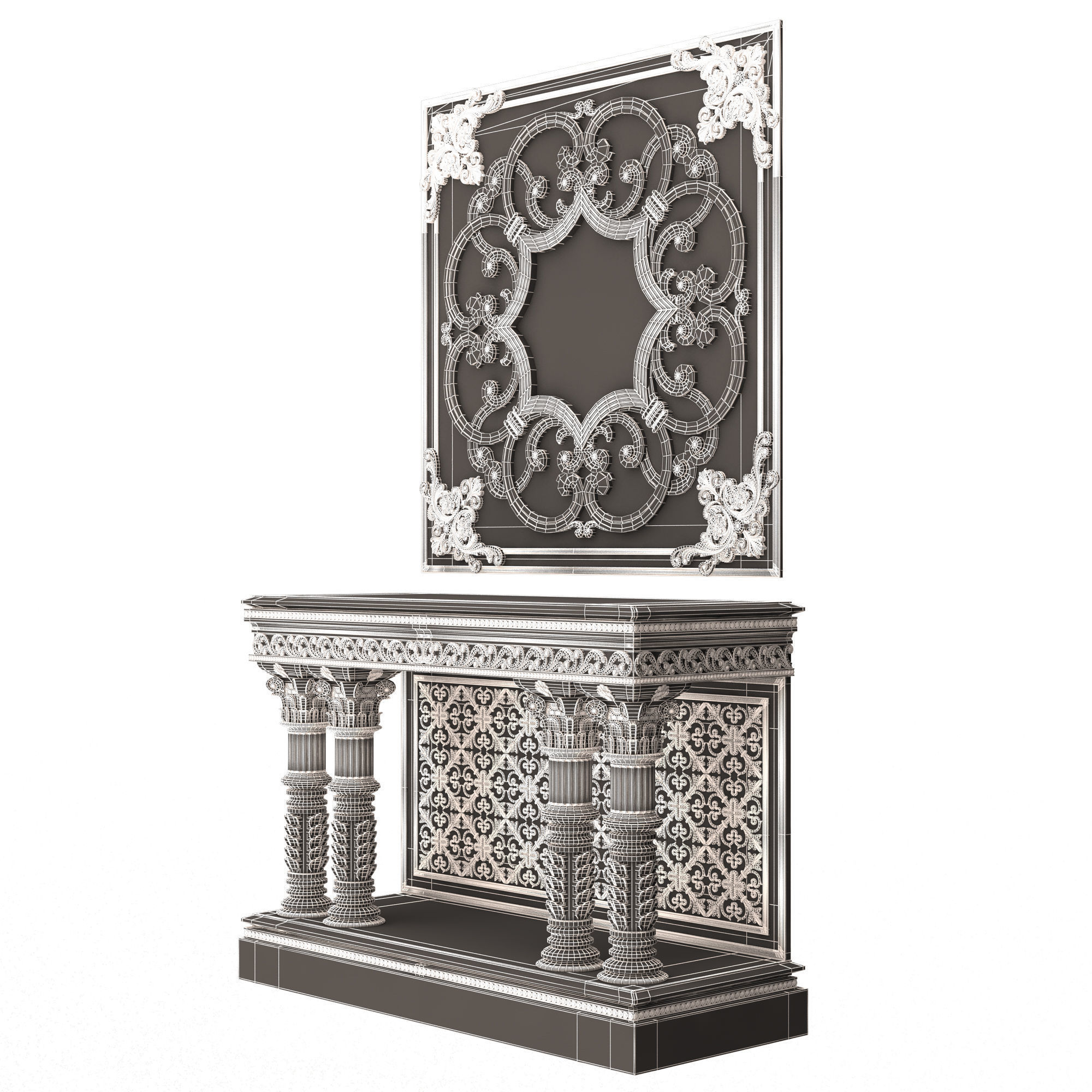 Classic Console Table Collection Low-poly 3D model_72