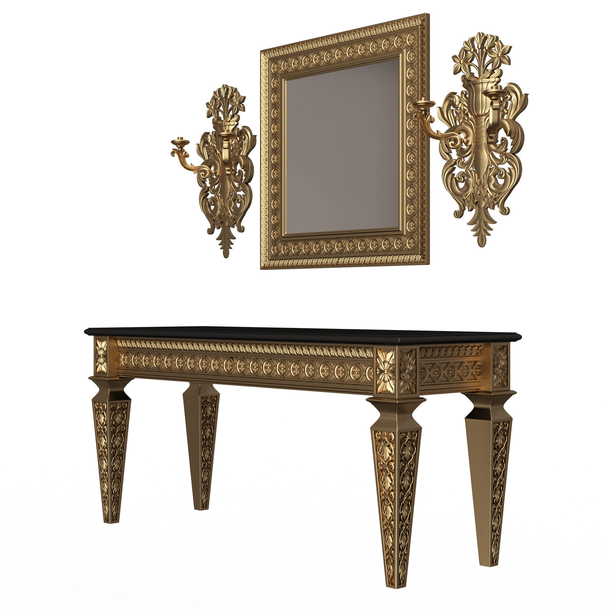 Classic Console Table Collection Low-poly 3D model_40