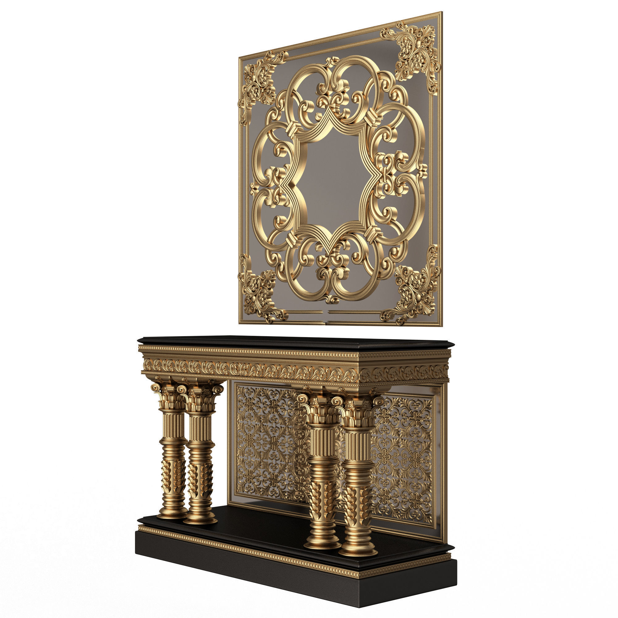 Classic Console Table Collection Low-poly 3D model_68