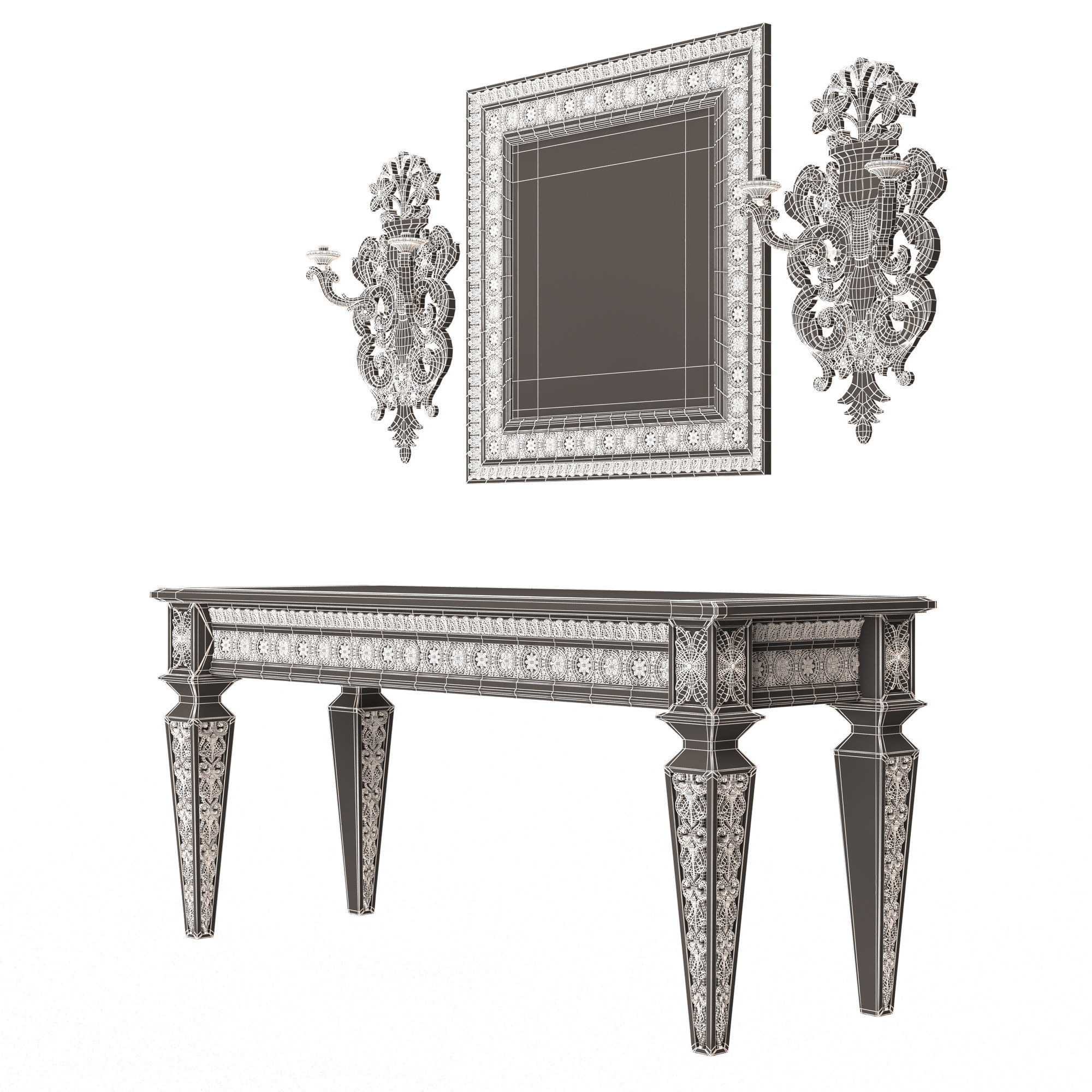 Classic Console Table Collection Low-poly 3D model_44