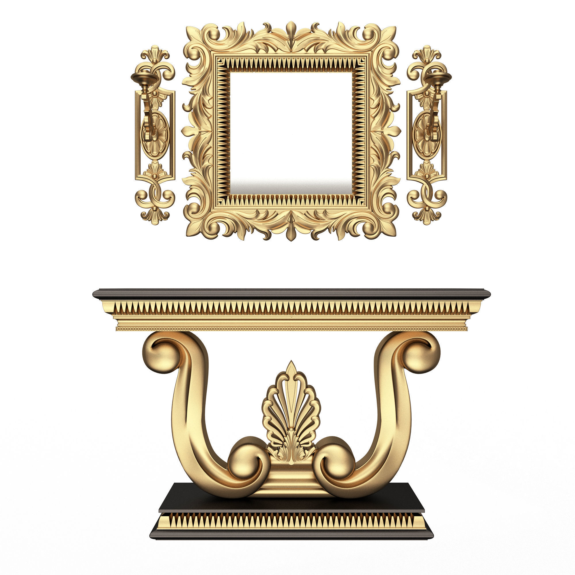 Classic Console Table Collection Low-poly 3D model_1