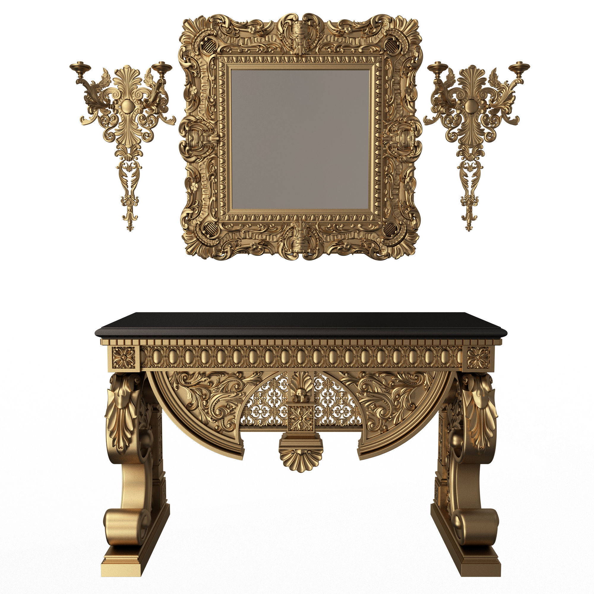 Classic Console Table Collection Low-poly 3D model_19