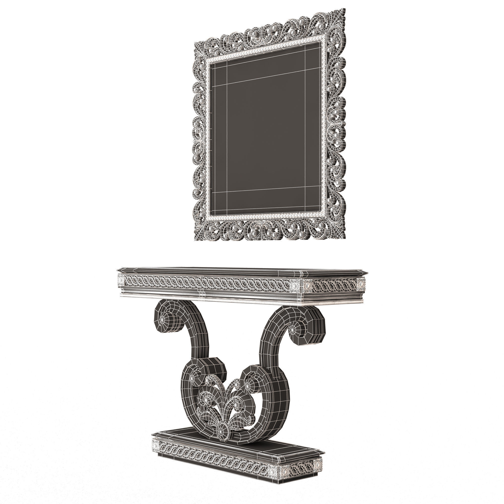 Classic Console Table Collection Low-poly 3D model_100