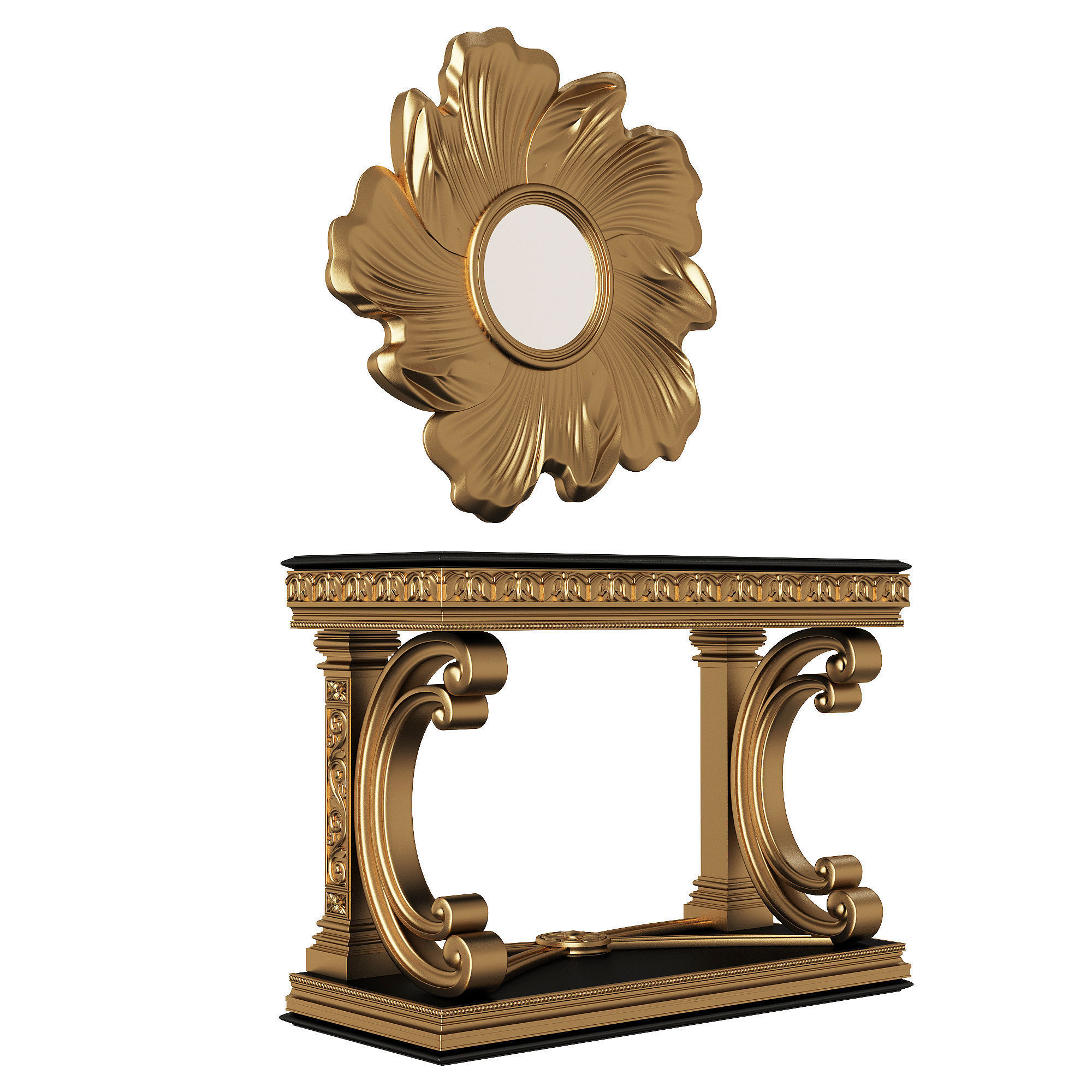 Classic Console Table Collection Low-poly 3D model_87