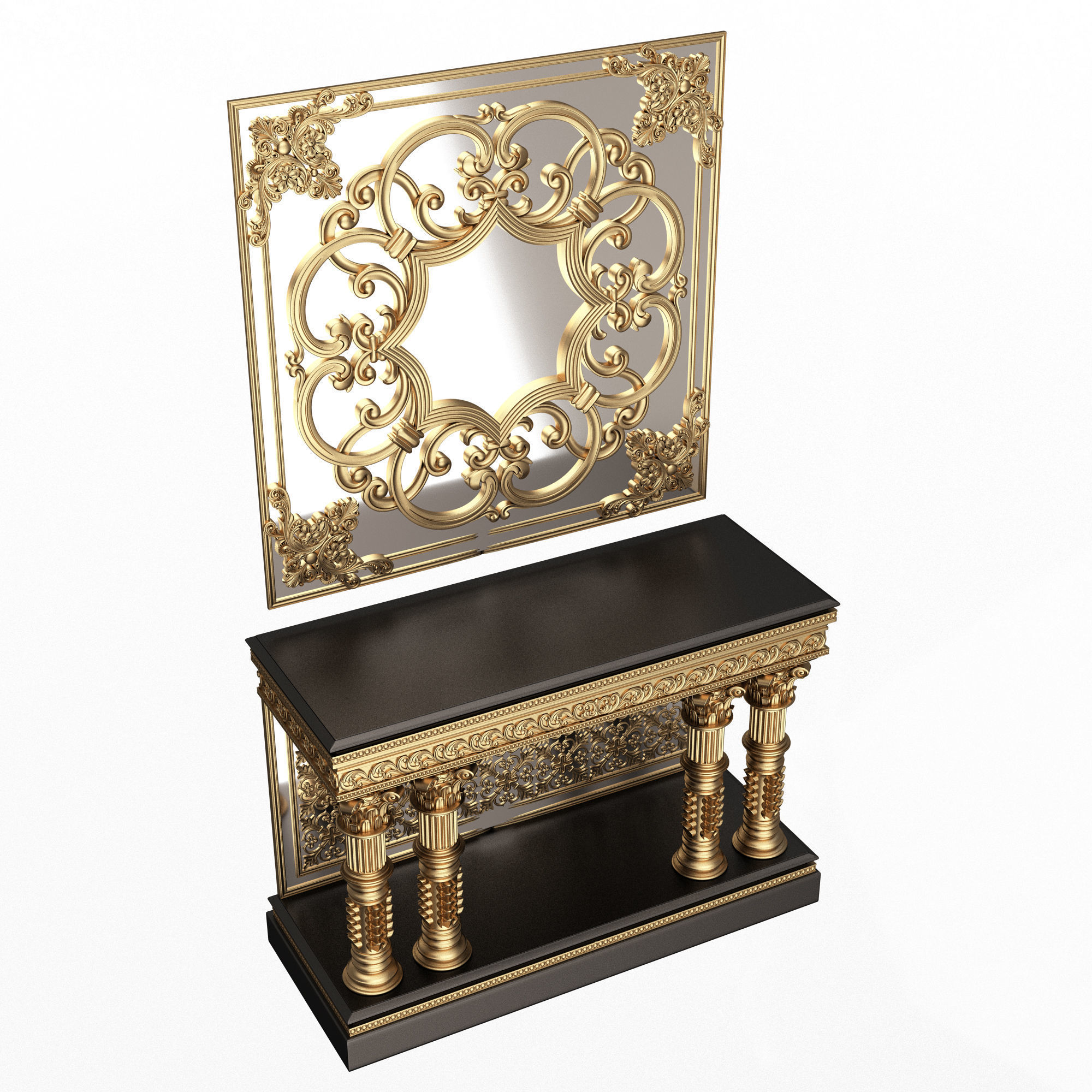 Classic Console Table Collection Low-poly 3D model_67