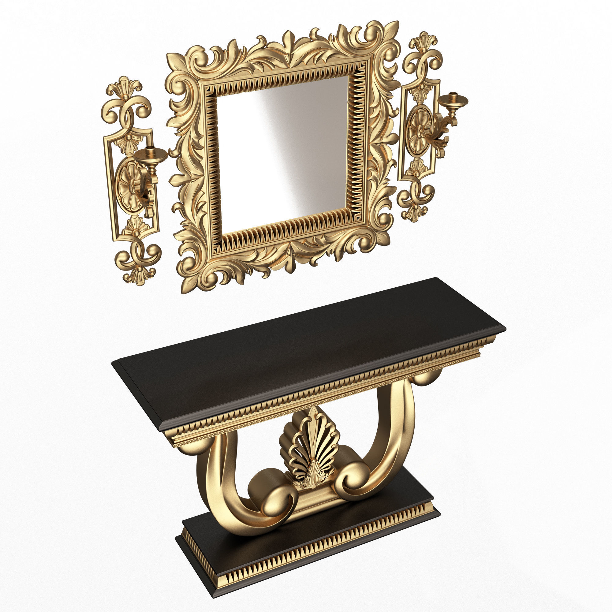 Classic Console Table Collection Low-poly 3D model_2