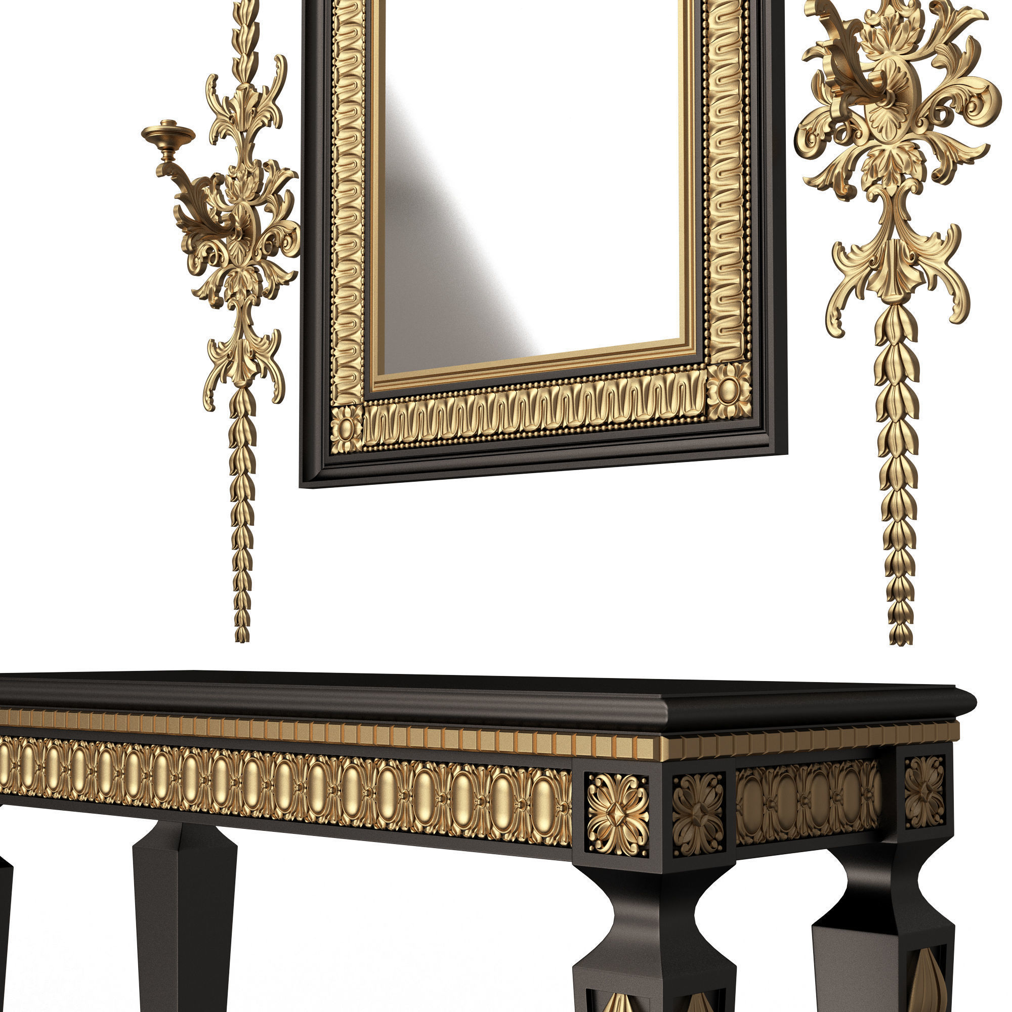 Classic Console Table Collection Low-poly 3D model_12