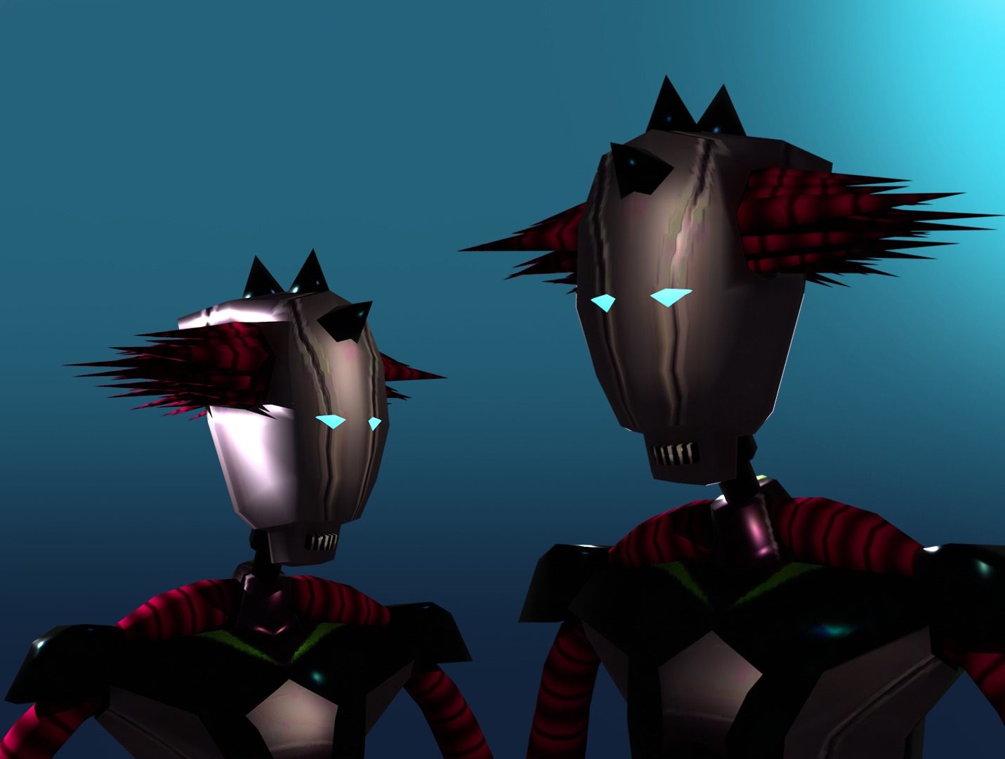 Low-poly retro punk robot character disign  3D model_2