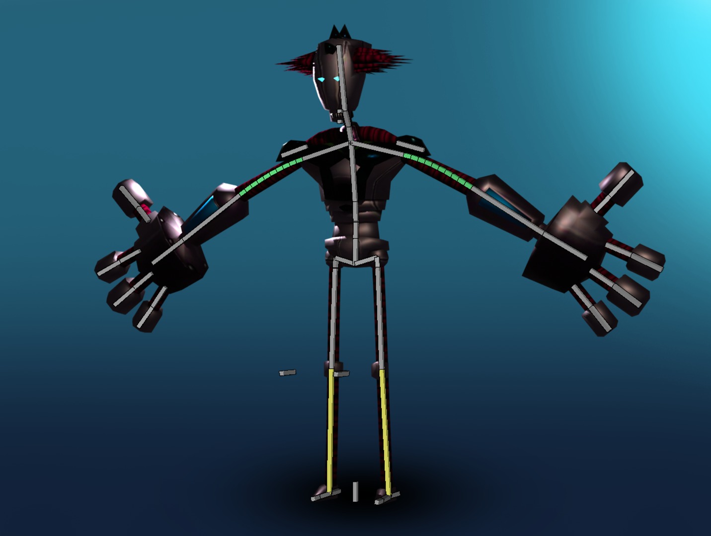 Low-poly retro punk robot character disign  3D model_3