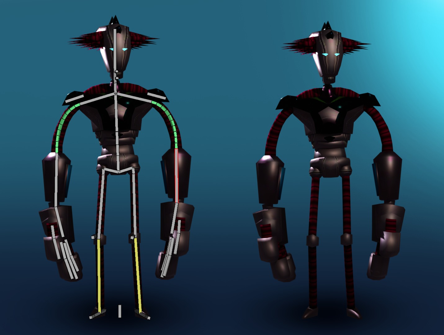 Low-poly retro punk robot character disign  3D model_4