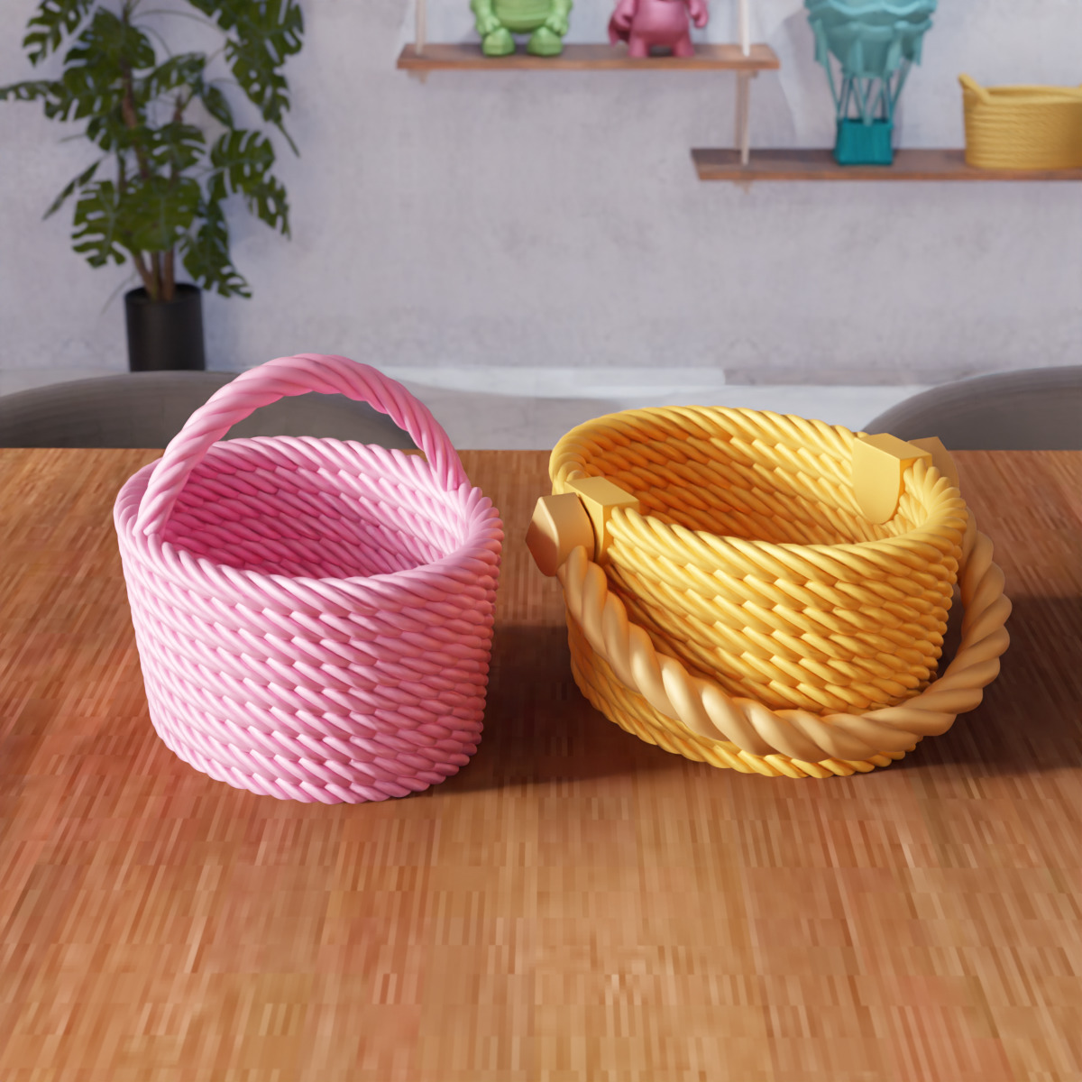Wicker Mesh Basket V3 - 300 3D print model_3