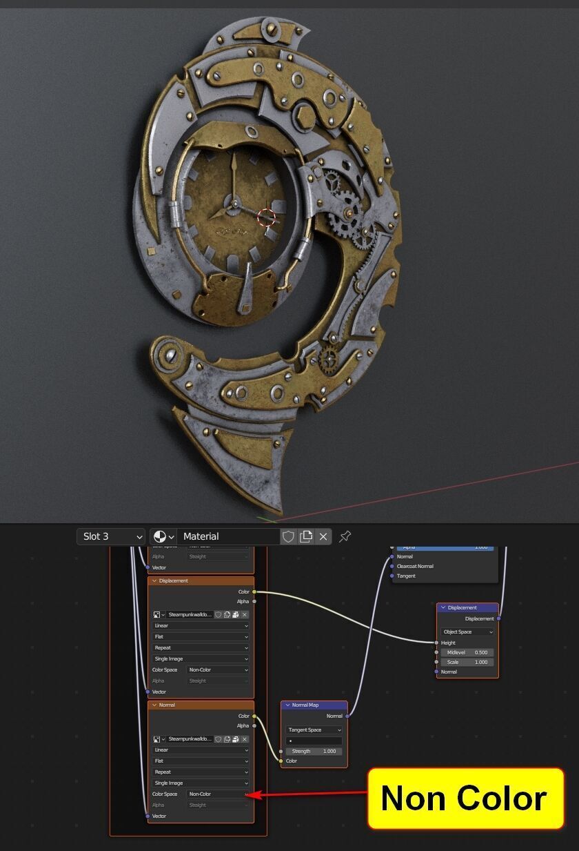 Steampunk Wall Clock F37 3D model_5