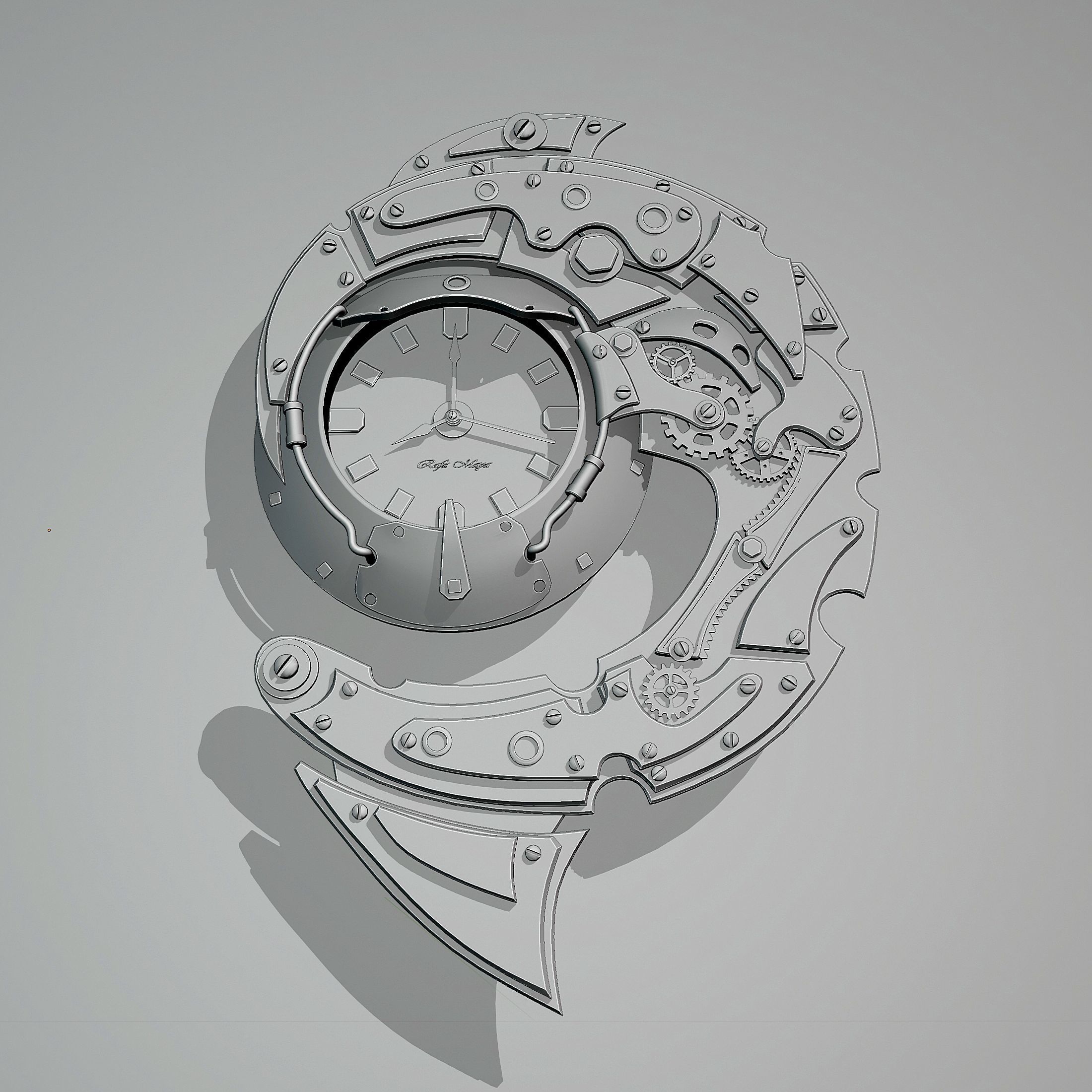 Steampunk Wall Clock F37 3D model_3