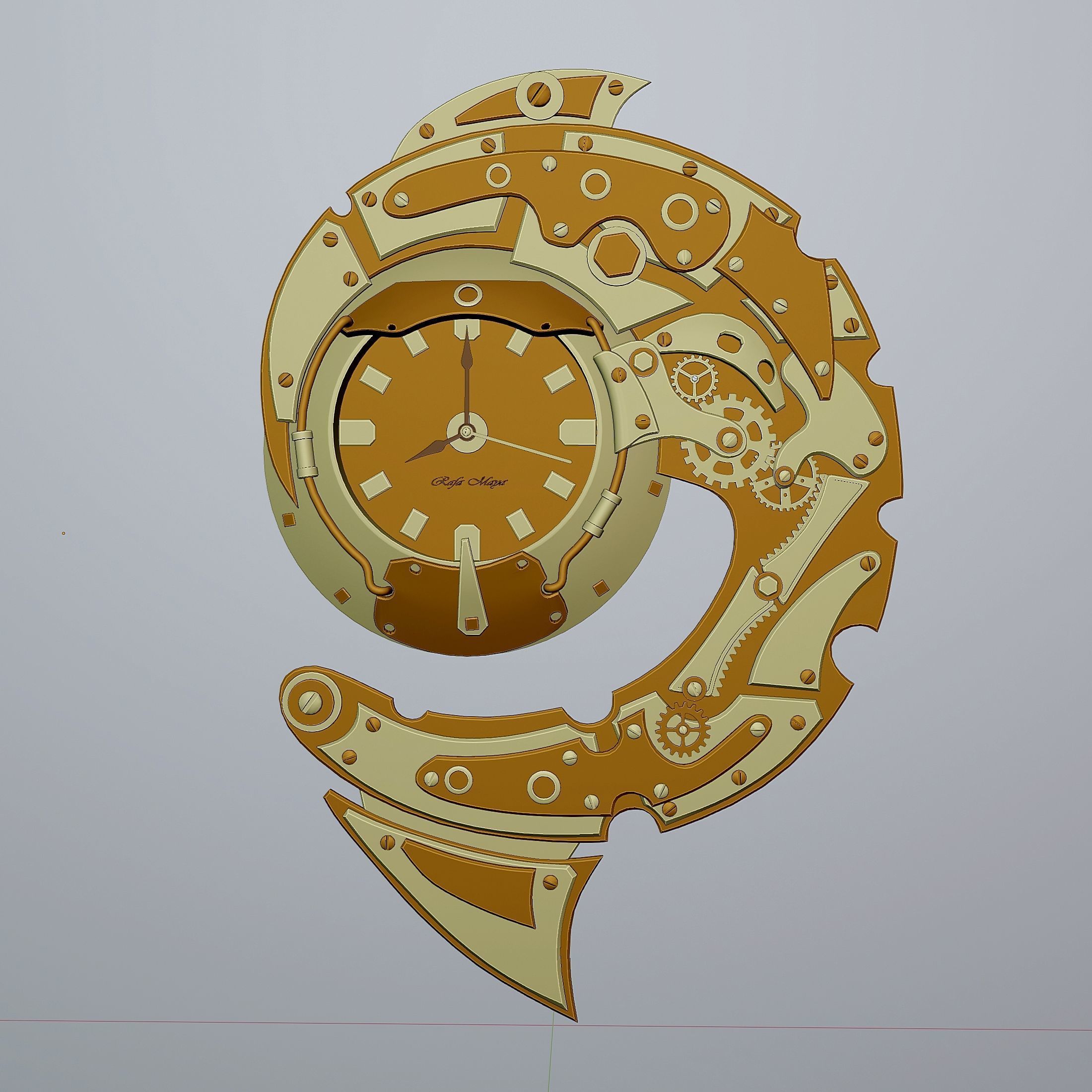 Steampunk Wall Clock F37 3D model_4