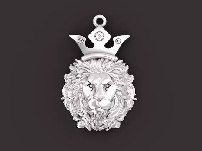pendant lion with crown astrology zodiac 1490 3D print model