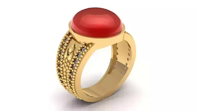 GOLD FANCY PEARL RING 3D PRINTABLE MODEL
