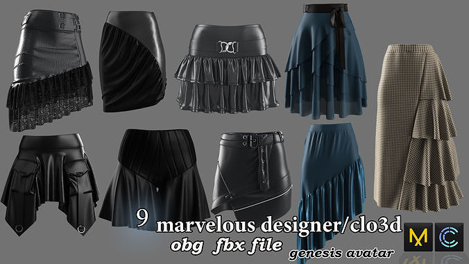 skirt collection  at marvelous designer 3D model