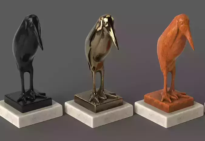 Stork bronze sculpture  3D model