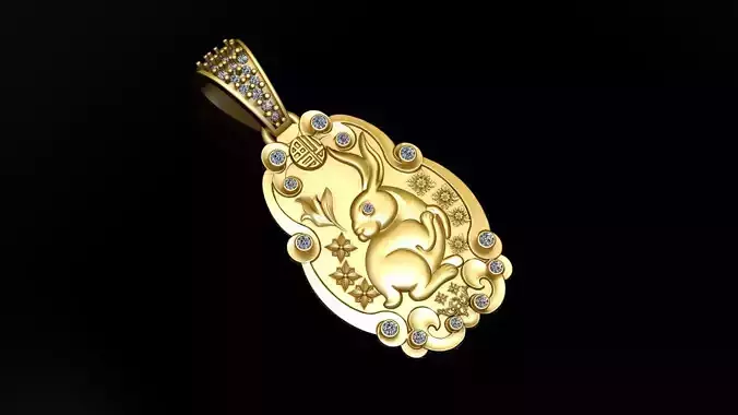 RABBIT ANIMAL COIN PENDANT 3D PRINTABLE MODEL