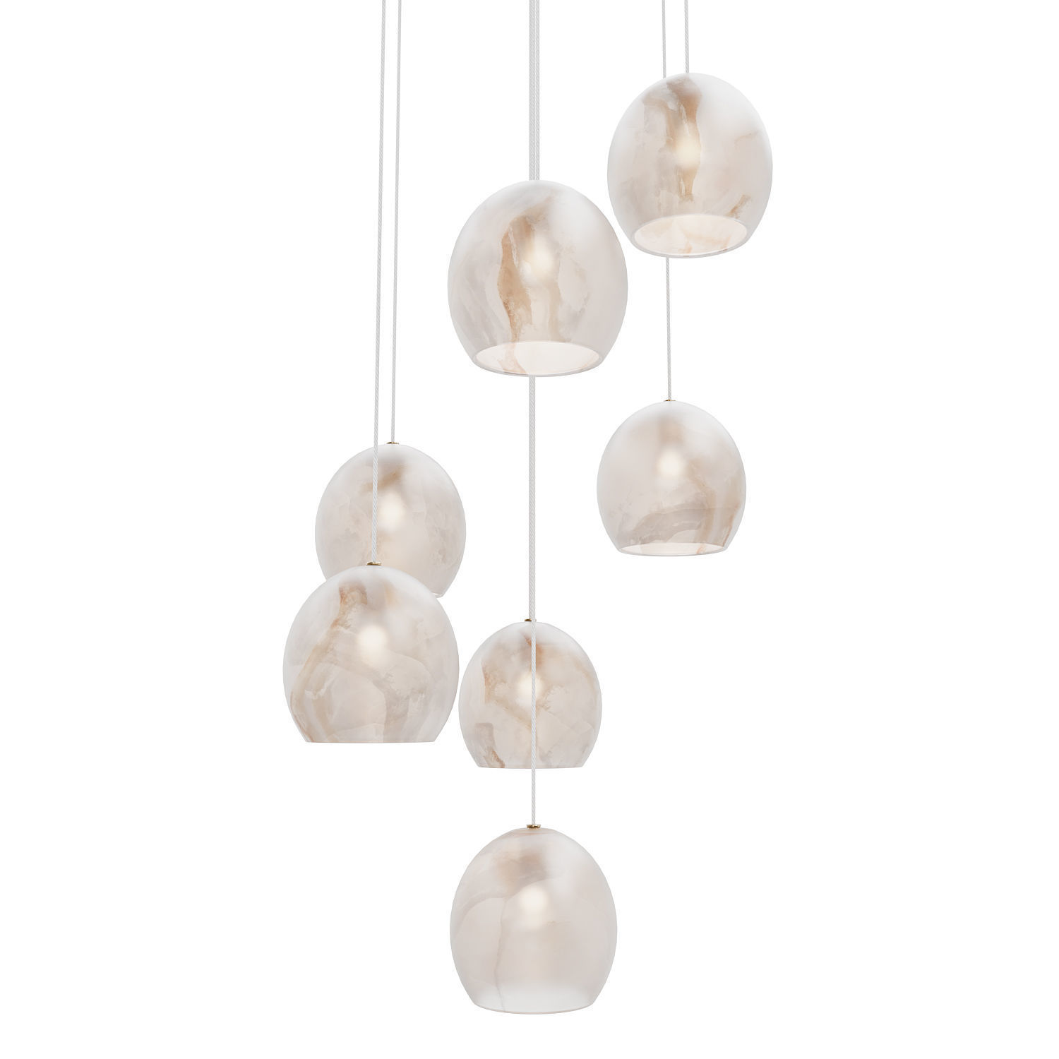 Lazio 7-Light Round Multi-Drop Pendant Currey Company 3D model_3