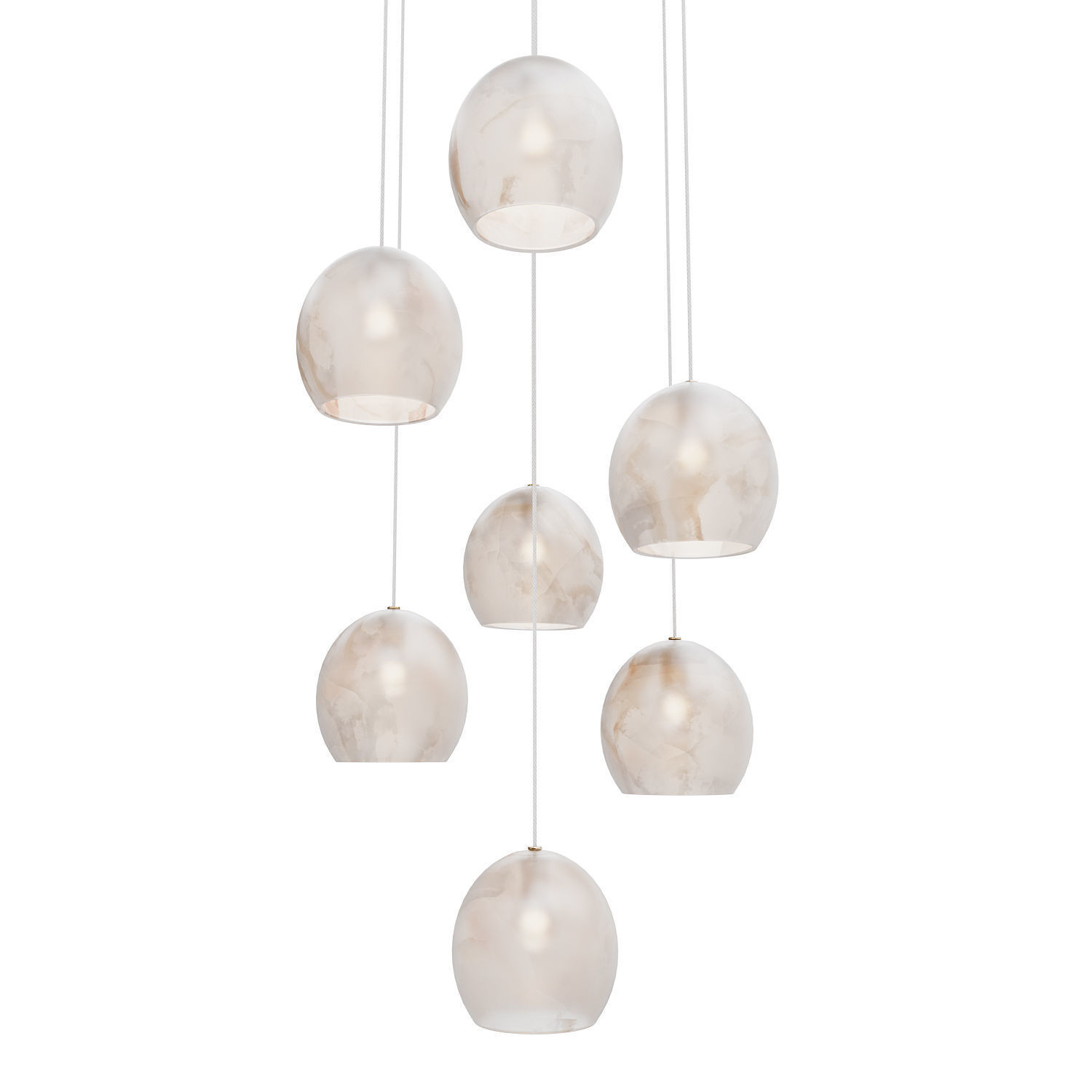 Lazio 7-Light Round Multi-Drop Pendant Currey Company 3D model_4
