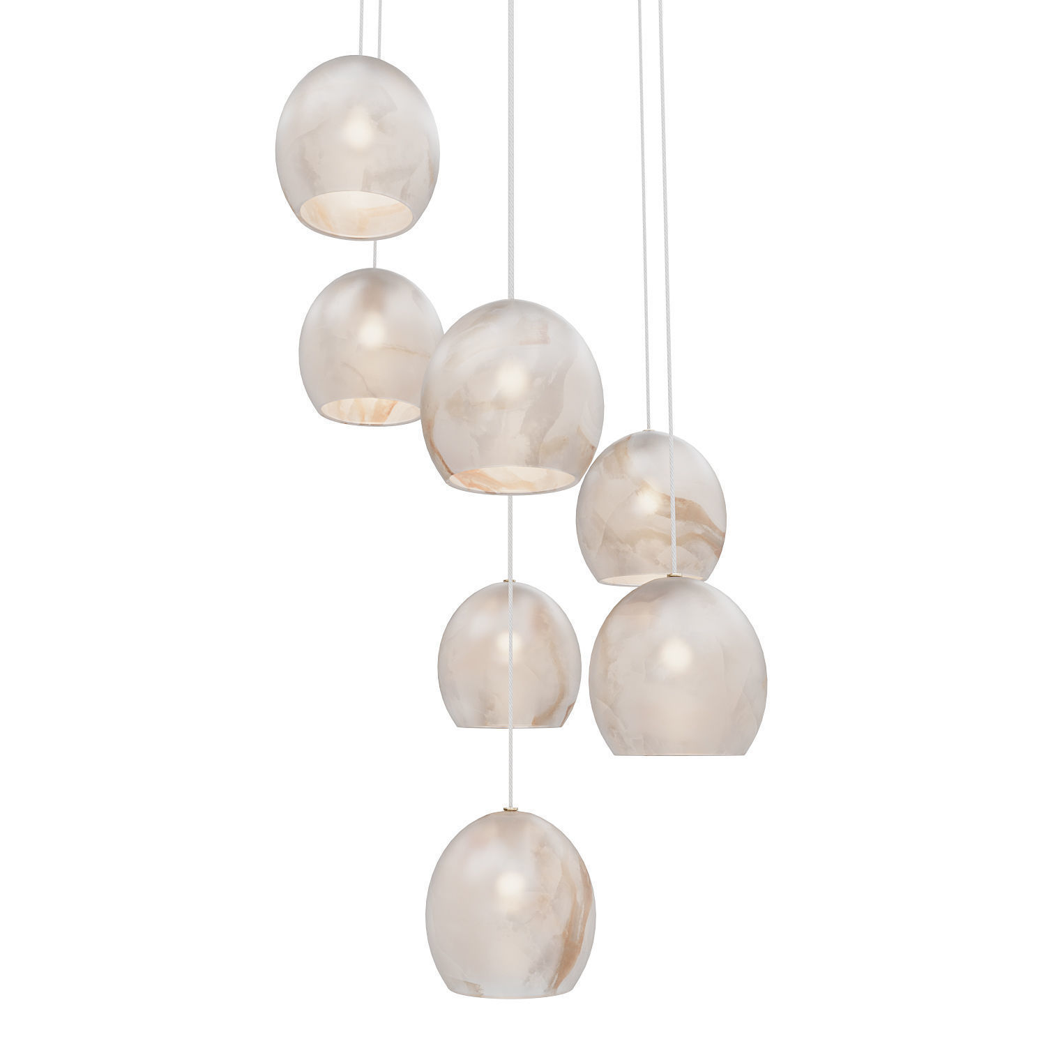 Lazio 7-Light Round Multi-Drop Pendant Currey Company 3D model_5
