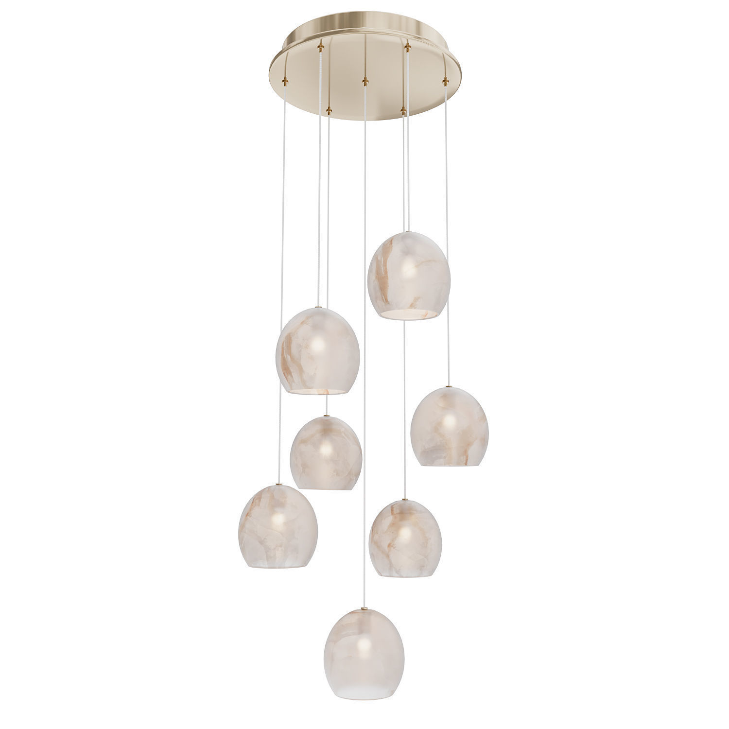 Lazio 7-Light Round Multi-Drop Pendant Currey Company 3D model_2