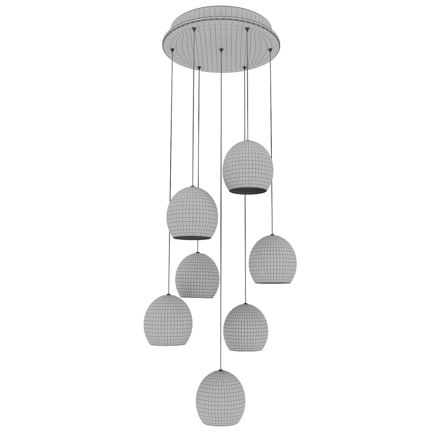 Lazio 7-Light Round Multi-Drop Pendant Currey Company 3D model_7