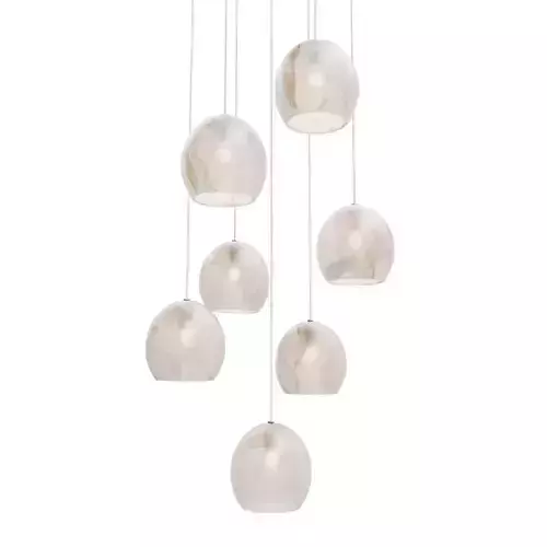Lazio 7-Light Round Multi-Drop Pendant Currey Company 3D model