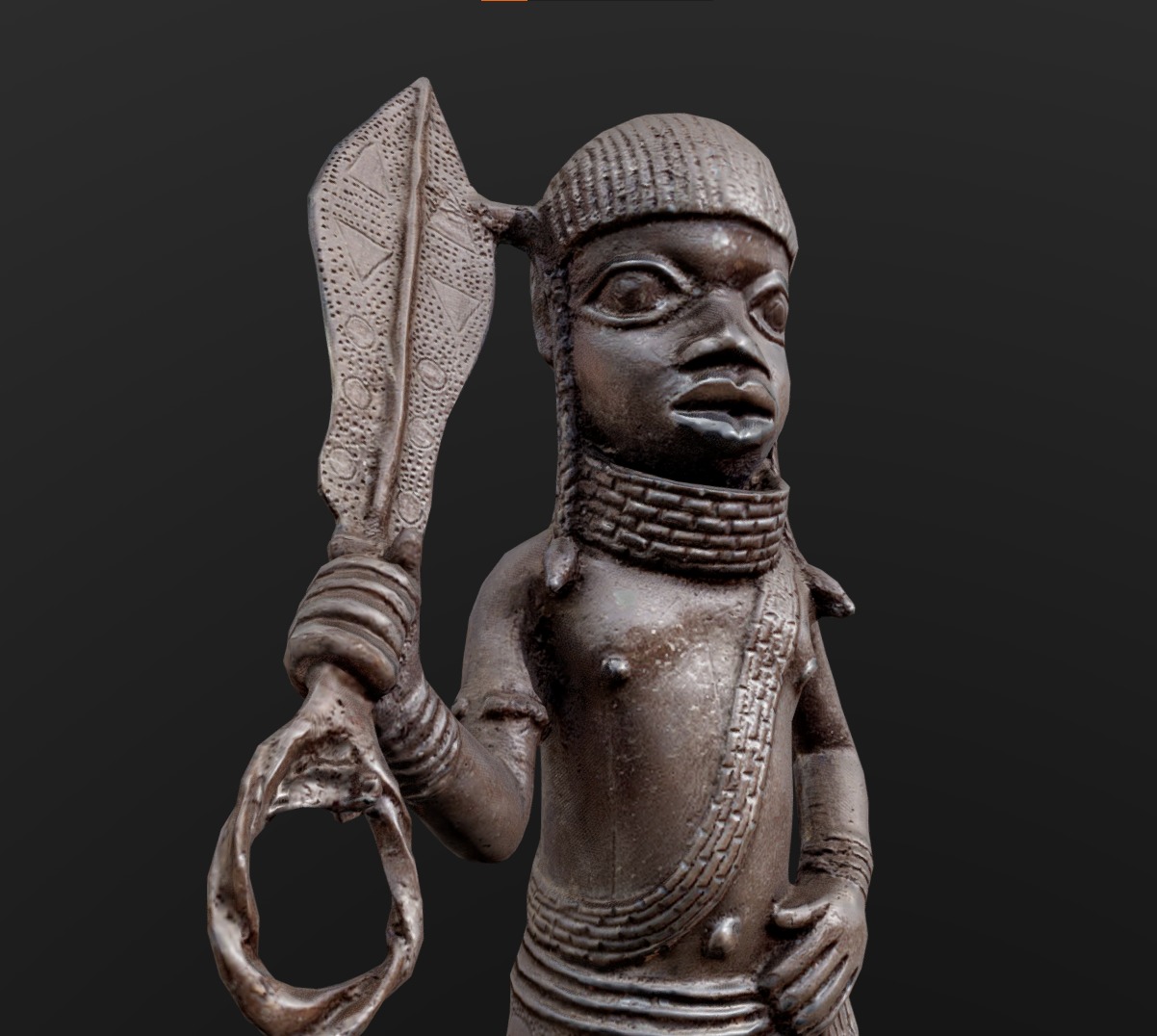 Benin Warrior - Ezomo Low-poly 3D model_6