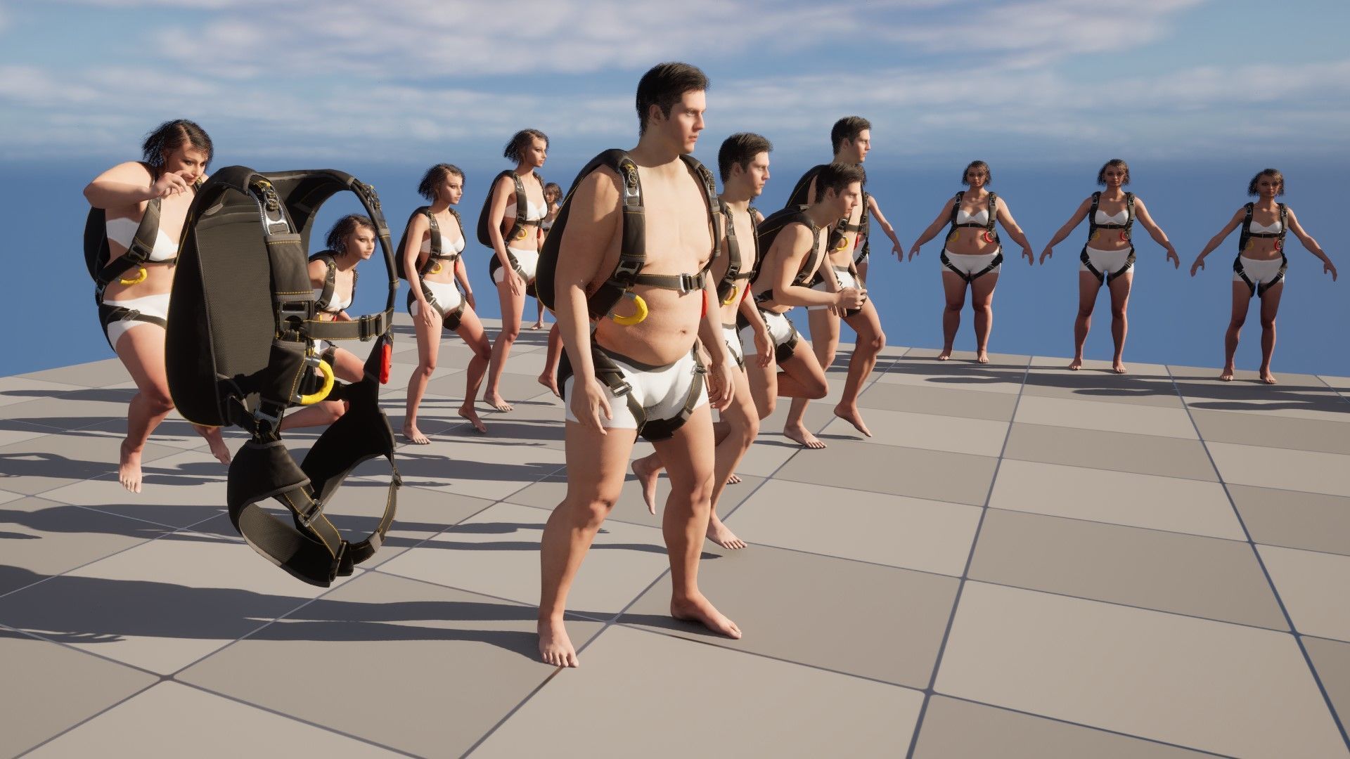 Skydiving Container 49 - All MH Bodies - UE5 Skeletons - Rigged Low-poly 3D model_17