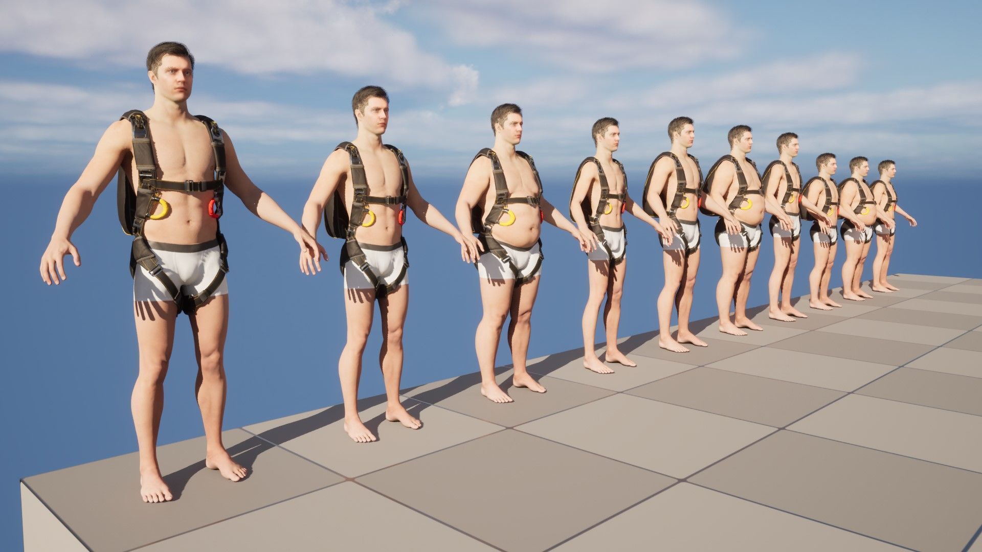 Skydiving Container 49 - All MH Bodies - UE5 Skeletons - Rigged Low-poly 3D model_16