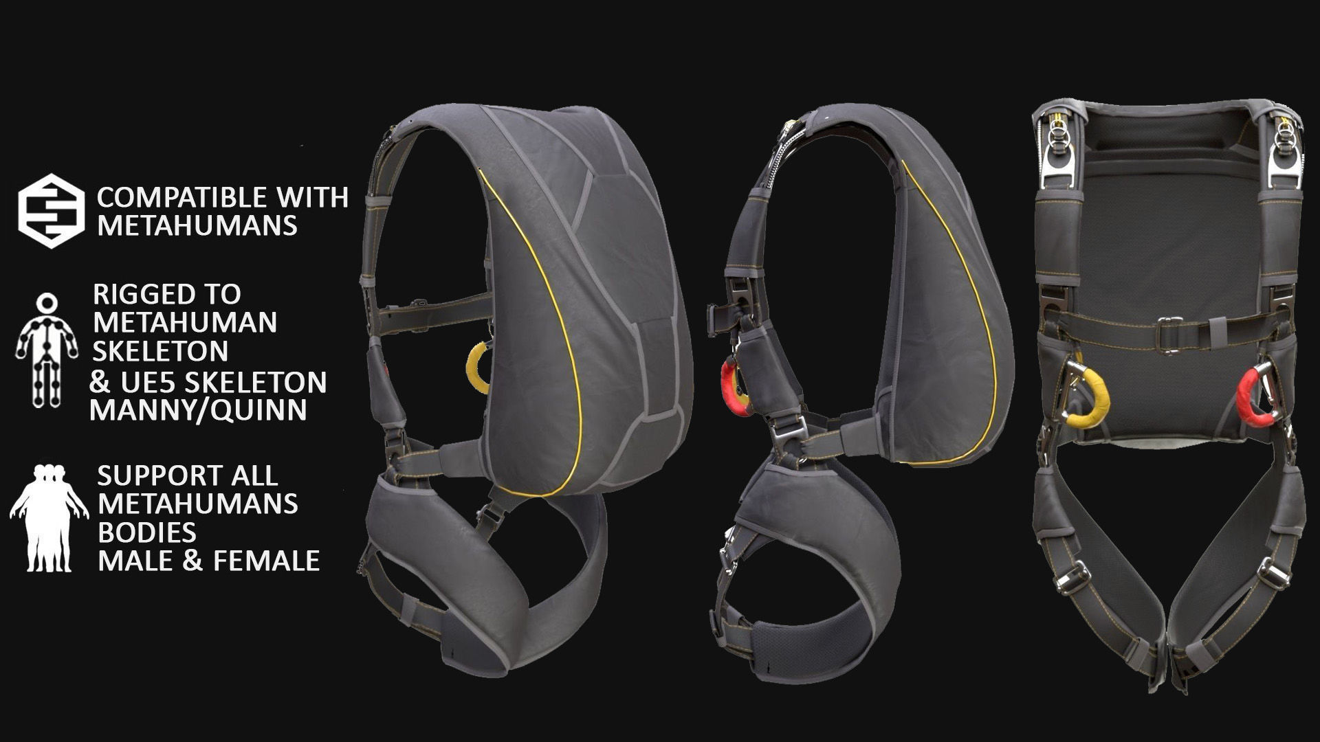 Skydiving Container 49 - All MH Bodies - UE5 Skeletons - Rigged Low-poly 3D model_2