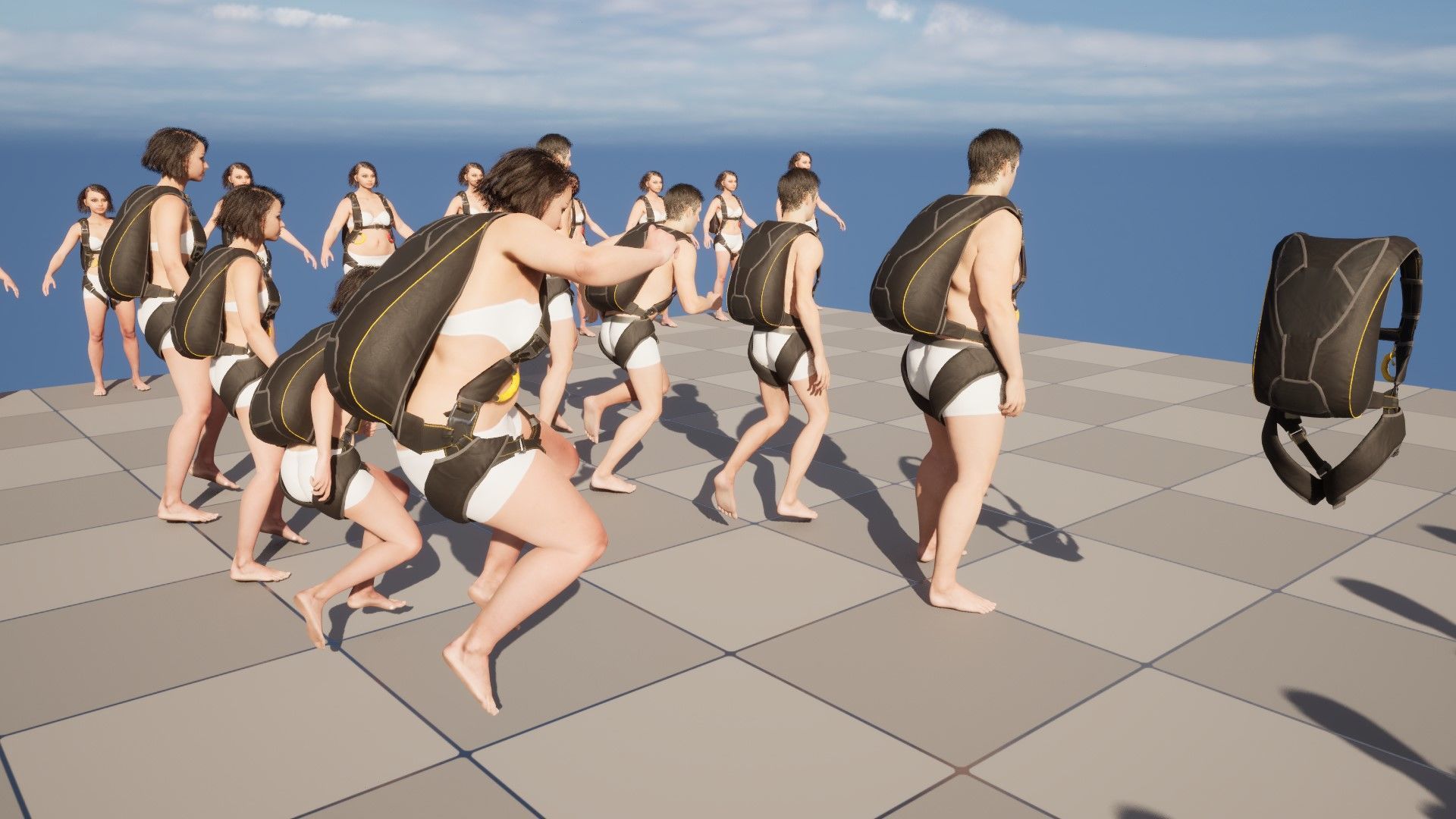 Skydiving Container 49 - All MH Bodies - UE5 Skeletons - Rigged Low-poly 3D model_18