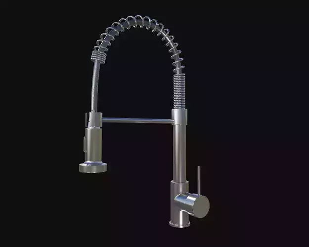 Stainless Steel Faucet 3D Low-poly 3D model