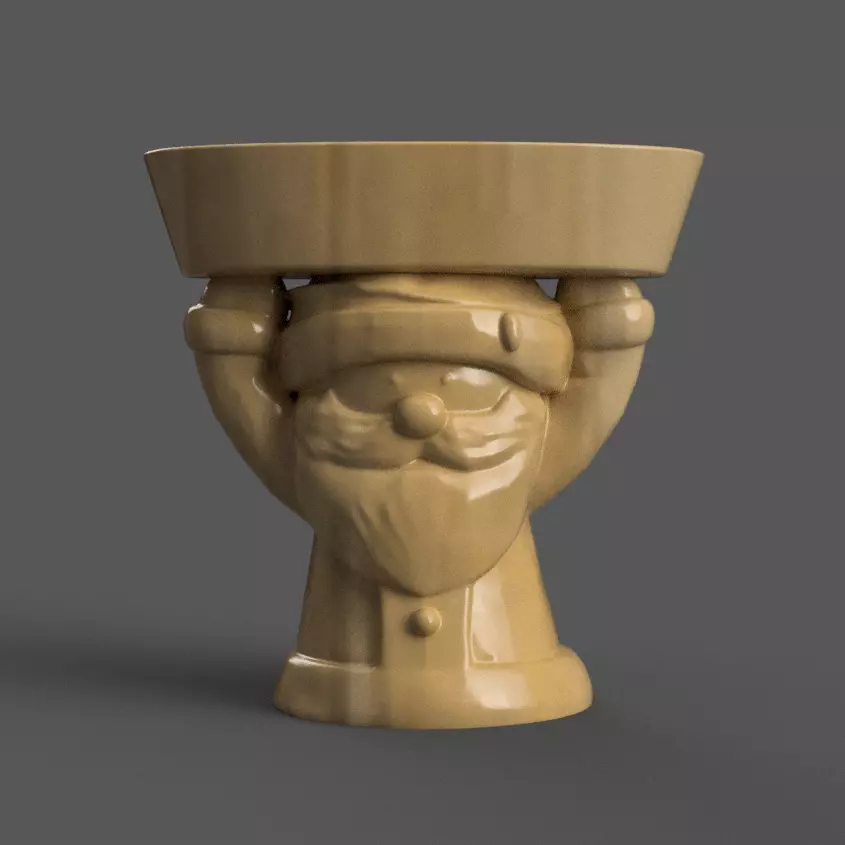 santa clause planter - vase - urn - candy dish - candle holder 6 3D print model_0