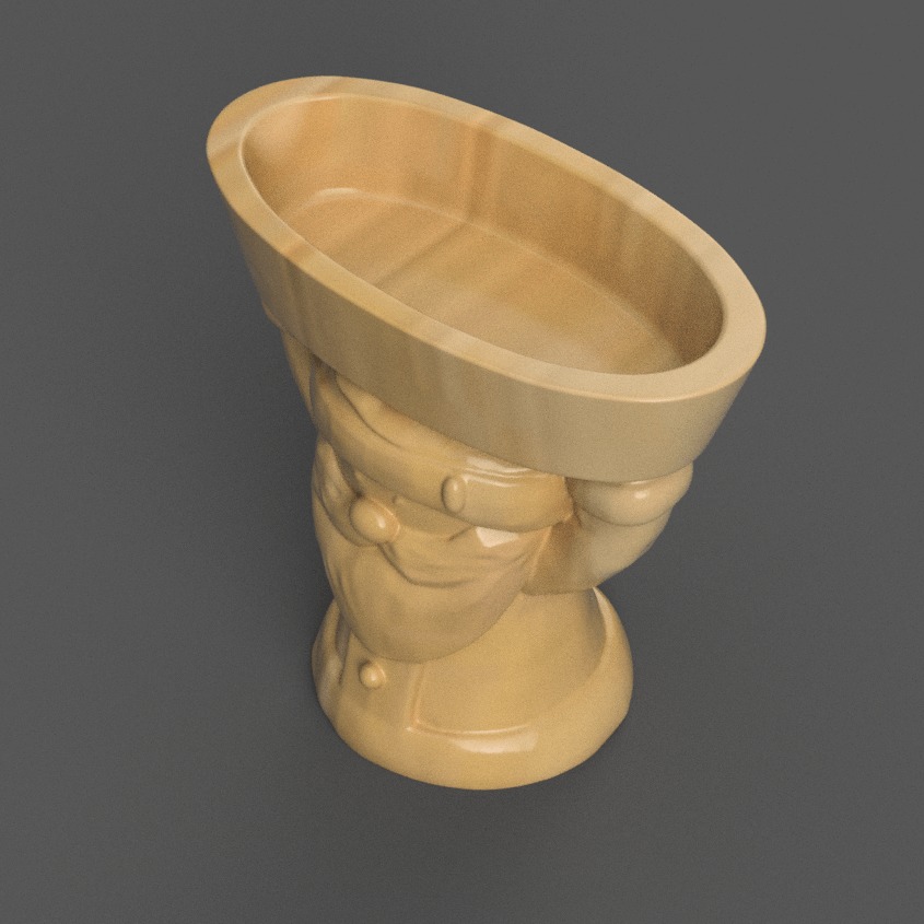 santa clause planter - vase - urn - candy dish - candle holder 6 3D print model_2