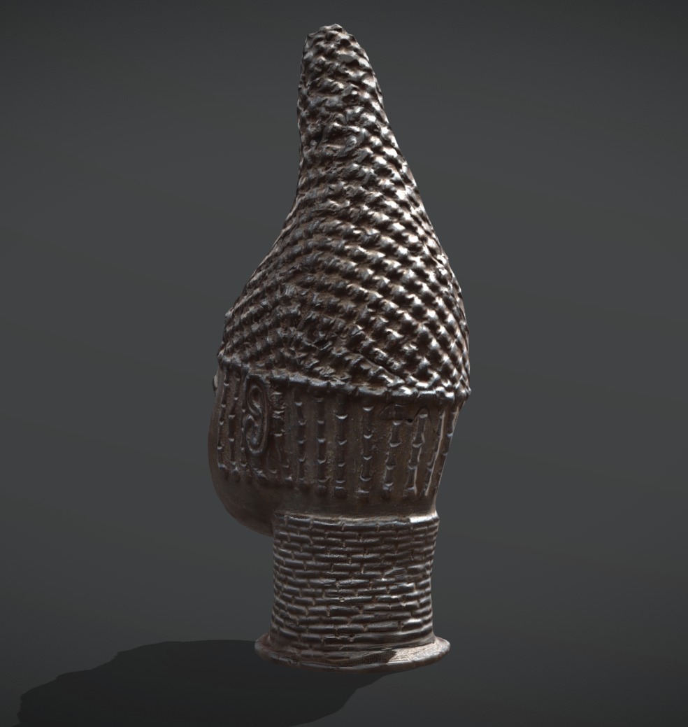 Queen Mother Idia Bronze Head Low-poly 3D model_3