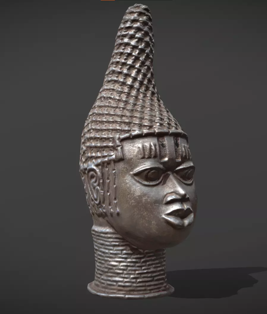 Queen Mother Idia Bronze Head Low-poly 3D model_0