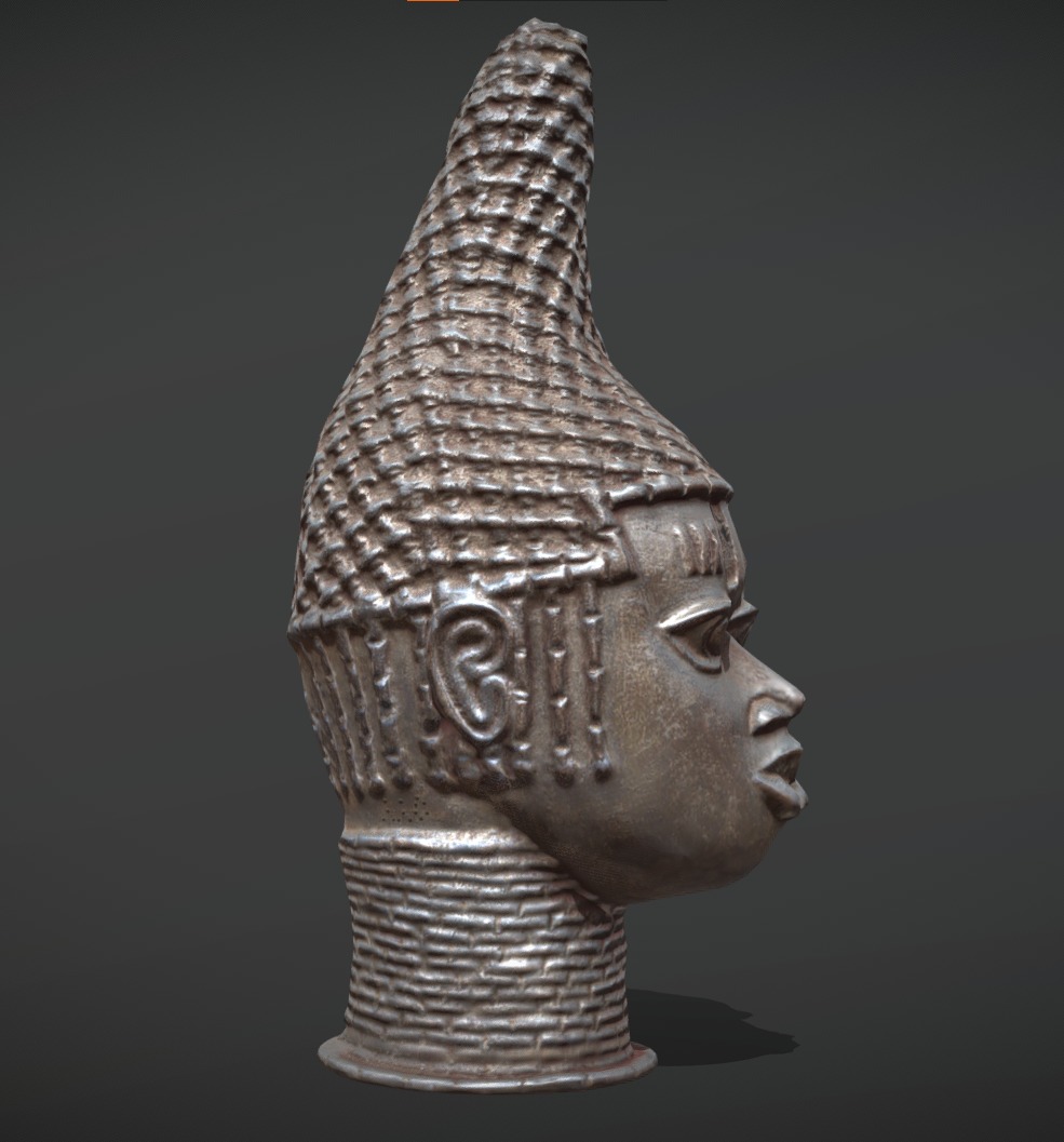 Queen Mother Idia Bronze Head Low-poly 3D model_1
