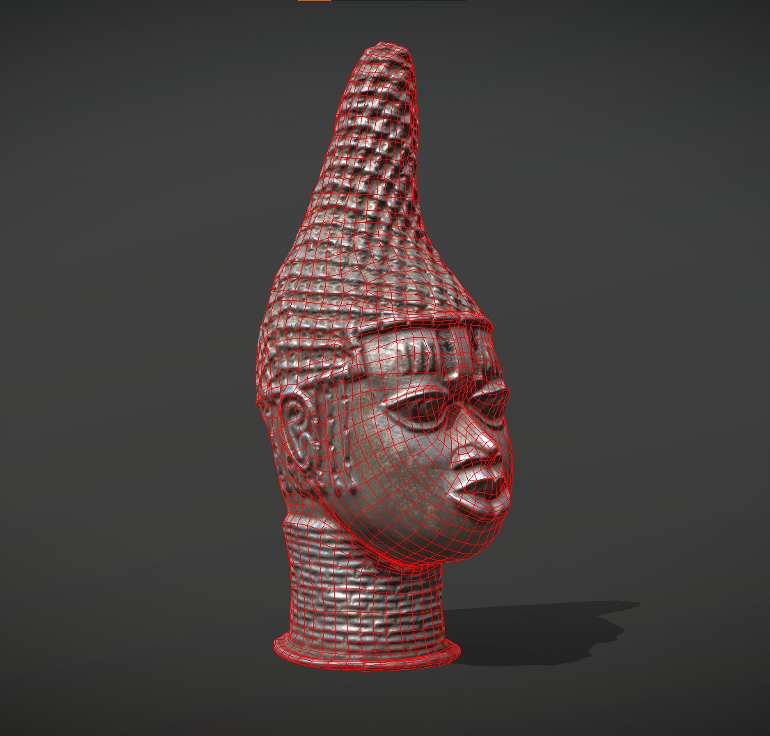 Queen Mother Idia Bronze Head Low-poly 3D model_6