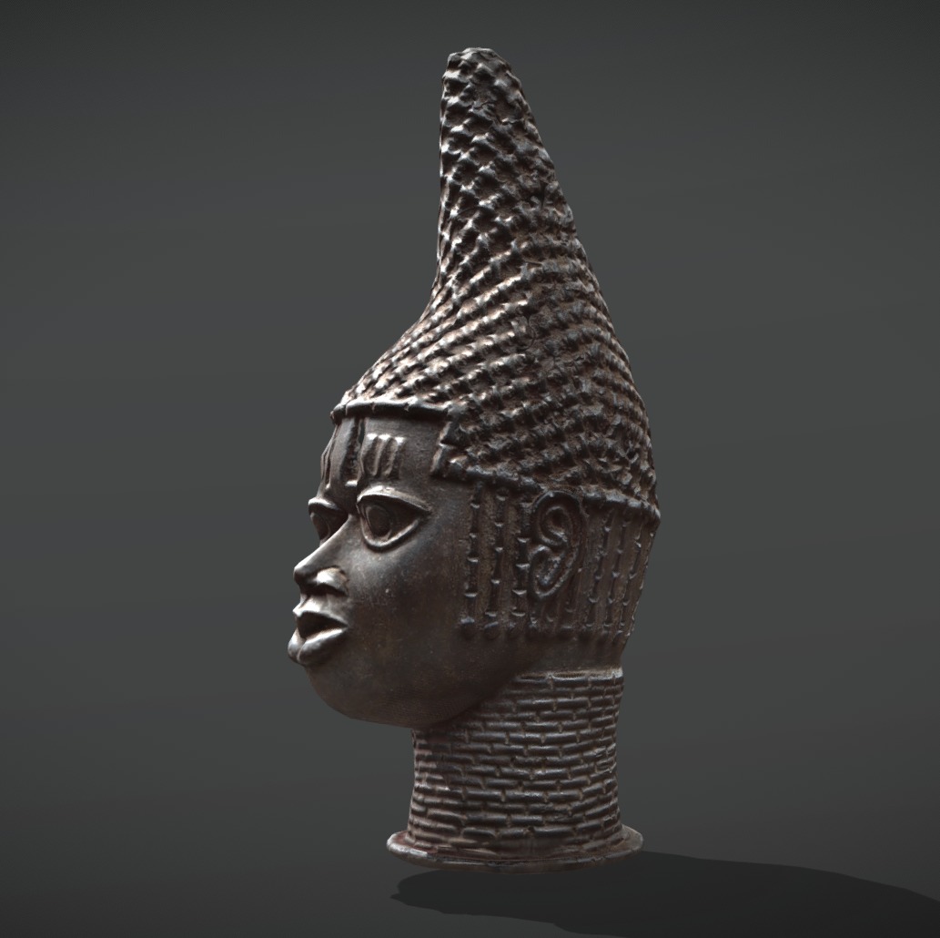 Queen Mother Idia Bronze Head Low-poly 3D model_4